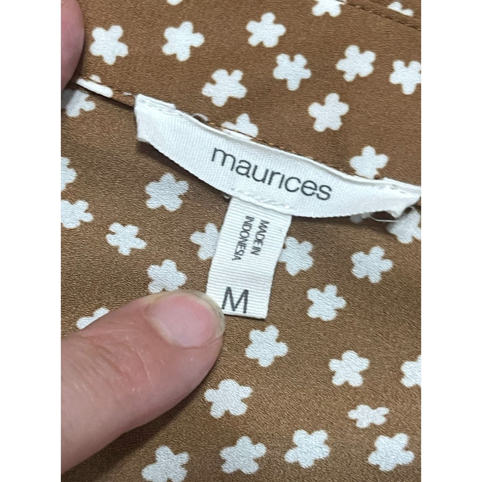 Vintage Maurices Shirt Women's Medium Brown White Floral Long Sleeve Button Up Shirt Size M / US 6-8 / IT 42-44 - 5 Thumbnail