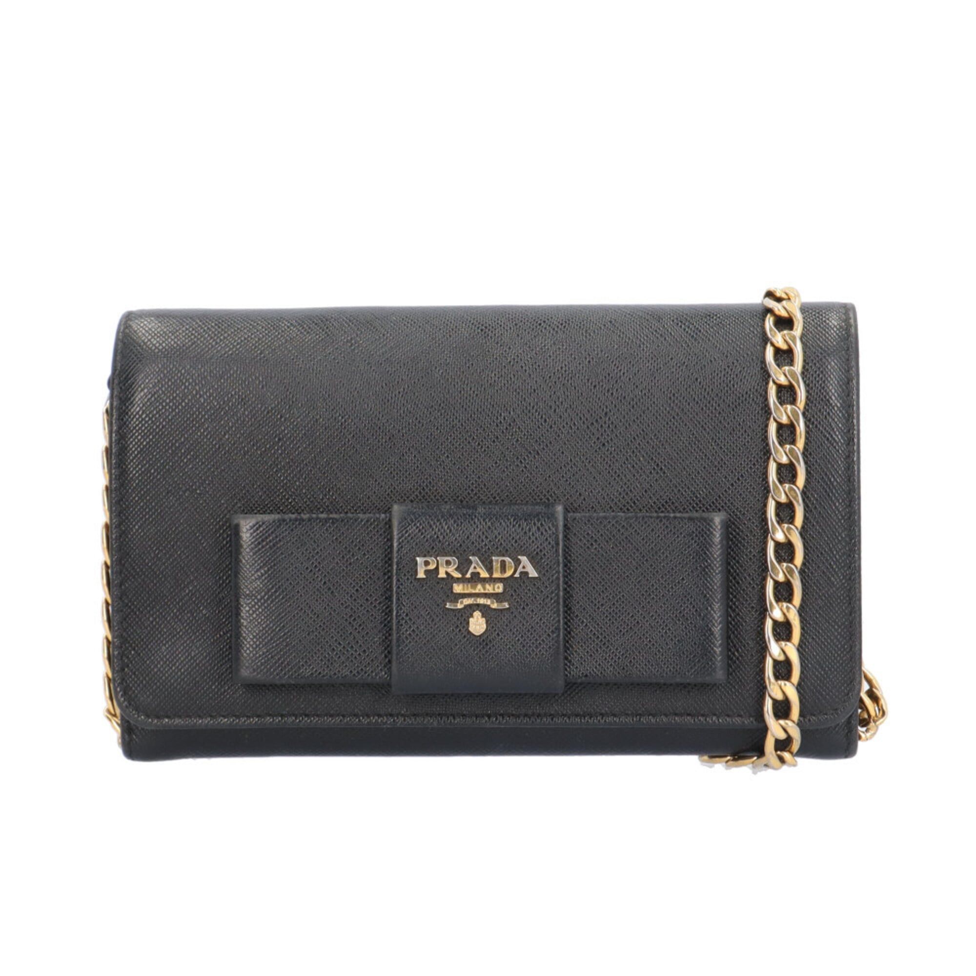 Prada Prada Saffiano Shoulder Bag, Leather 1BP005 Black, Women's PRADA Wallet, Chain Wallet Size ONE SIZE - 1 Thumbnail