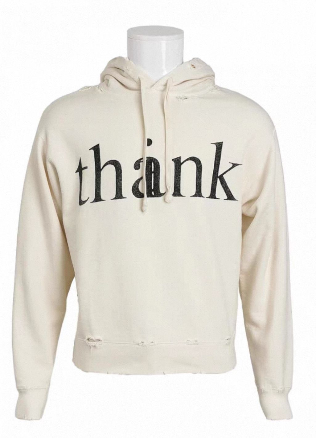 Gucci Cream Cotton 'thank' Print Distressed Hoodie XS. Size US XS / EU 42 / 0 - 1 Thumbnail