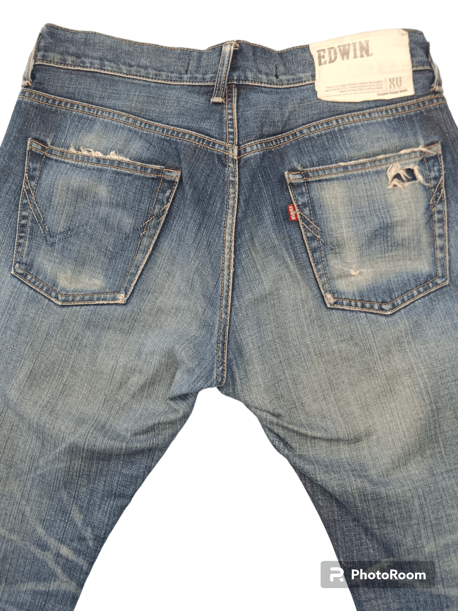 Edwin Crocodile Skin Leather Patchwork Distressed Flare Denim Size US 29 - 4 Thumbnail