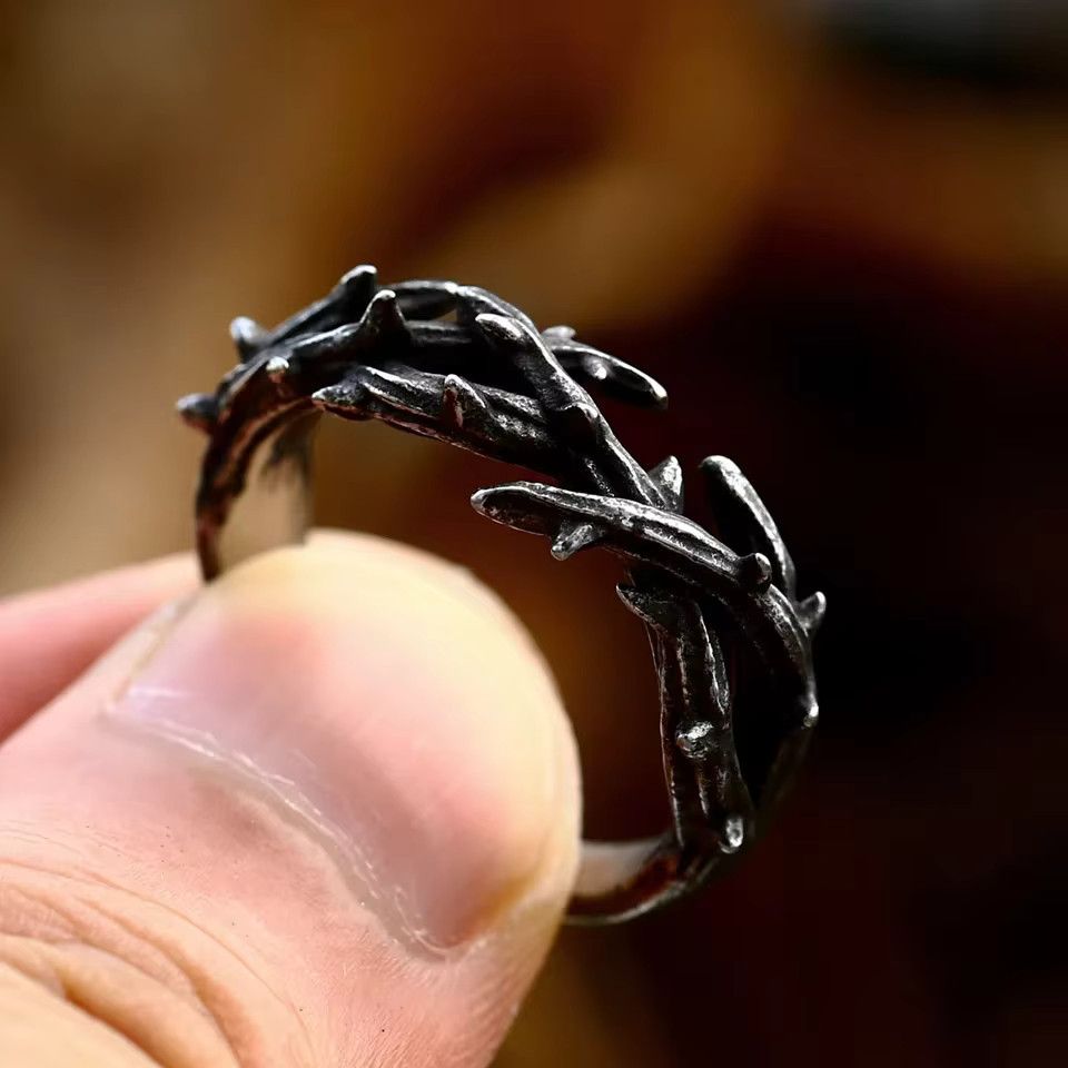 Jewelry Crown Thorns Olive Branch Ring Size ONE SIZE - 1 Thumbnail