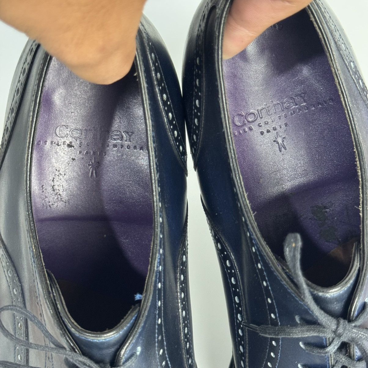 Corthay Corthay Bespoke Wingtip Oxford Navy Blue PatinaLeather Shoes Size US 10 / EU 43 - 10 Thumbnail