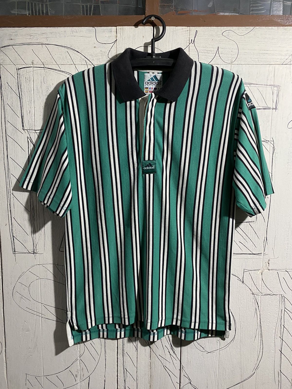 Adidas × Vintage Vintage Adidas Equipment Striped Polo Shirt size S Size US S / EU 44-46 / 1 - 1 Thumbnail
