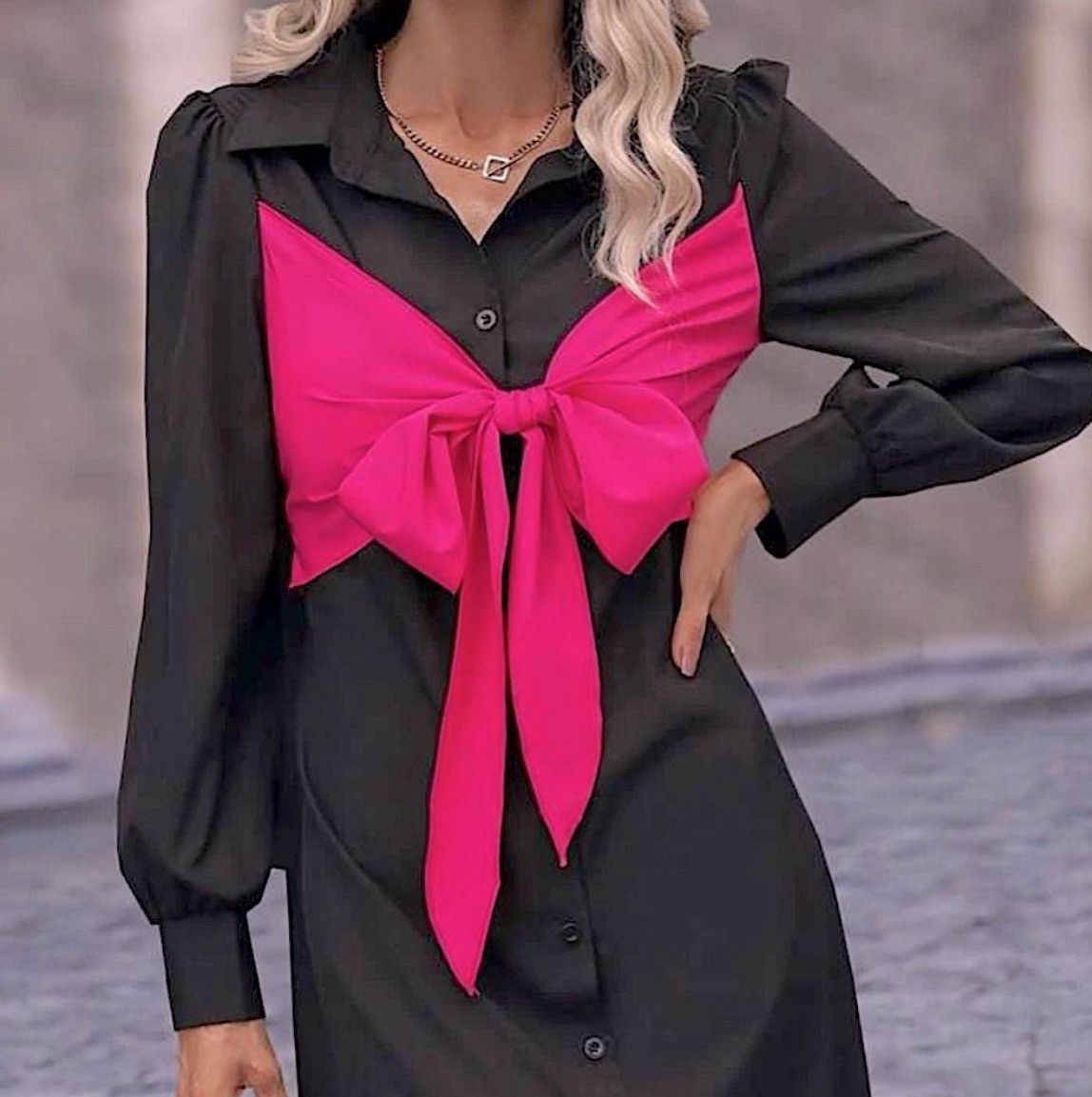 Designer × Other NWT, Lavishly Paris Women’s BowTie Shirt Dress Size M / US 6-8 / IT 42-44 - 9 Thumbnail