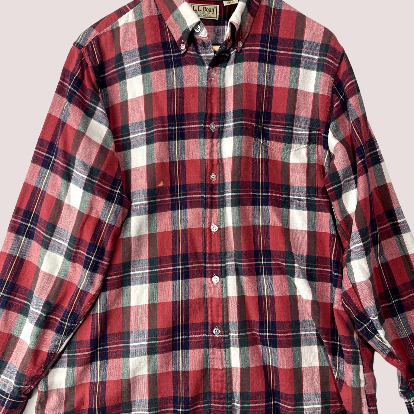 Vintage VINTAGE L.L. Bean Shirt Mens Medium Red Flannel Button-Down Made In USA Outdoor Shirt Size US M / EU 48-50 / 2 - 1 Thumbnail