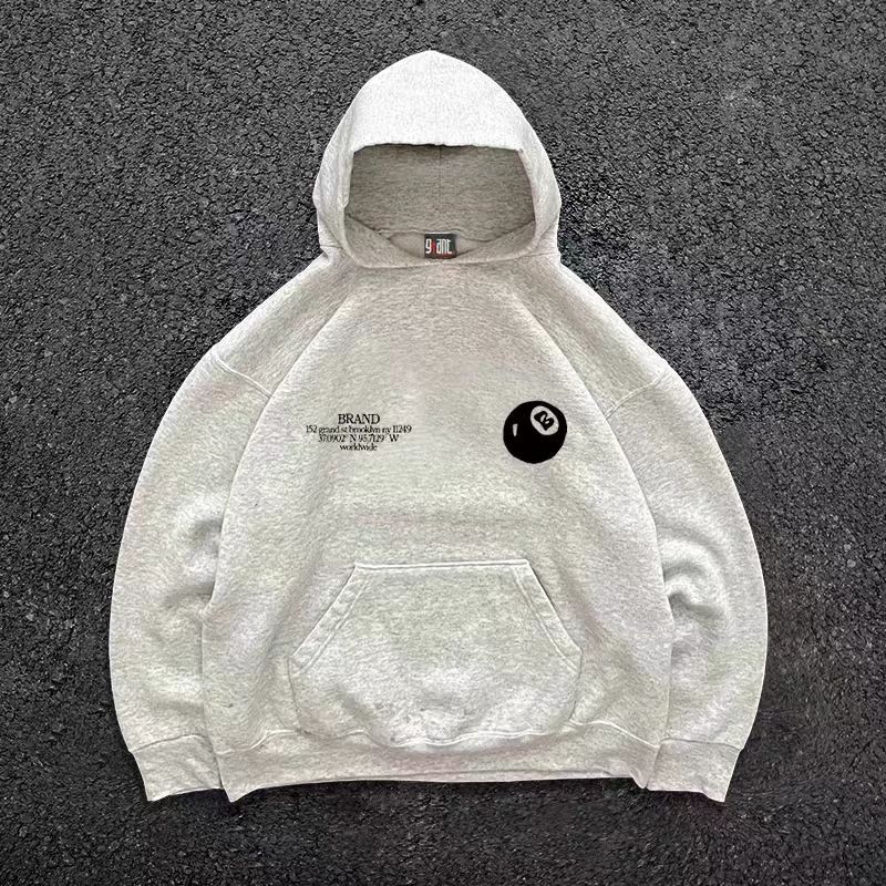 Japanese Brand × Vintage Grey retro washed billiard print hoodie y2k Size US L / EU 52-54 / 3 - 2 Thumbnail