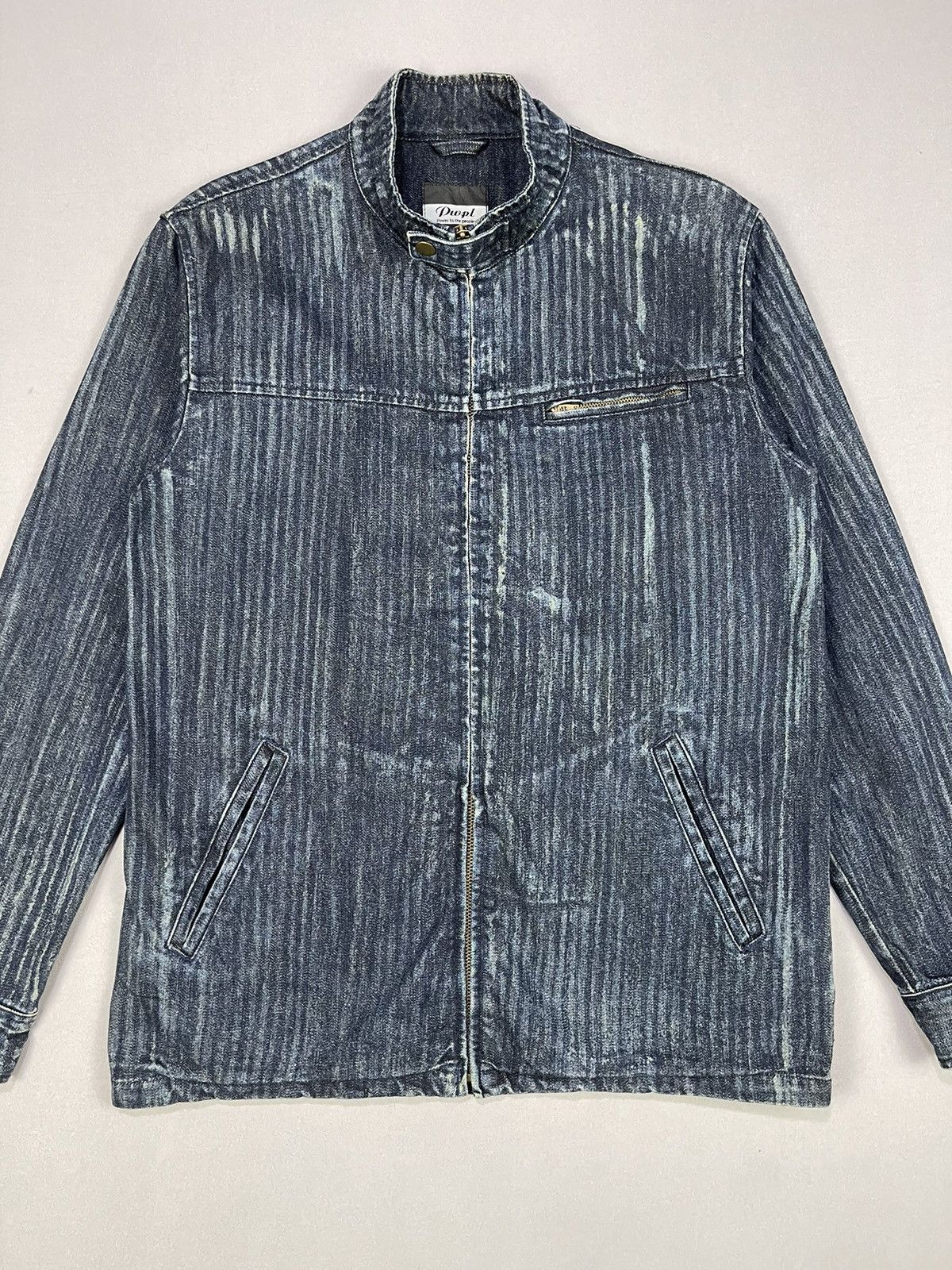 Japanese Brand PWPL STRIPPED DISTRESSED DENIM JACKETS Size US M / EU 48-50 / 2 - 2 Thumbnail