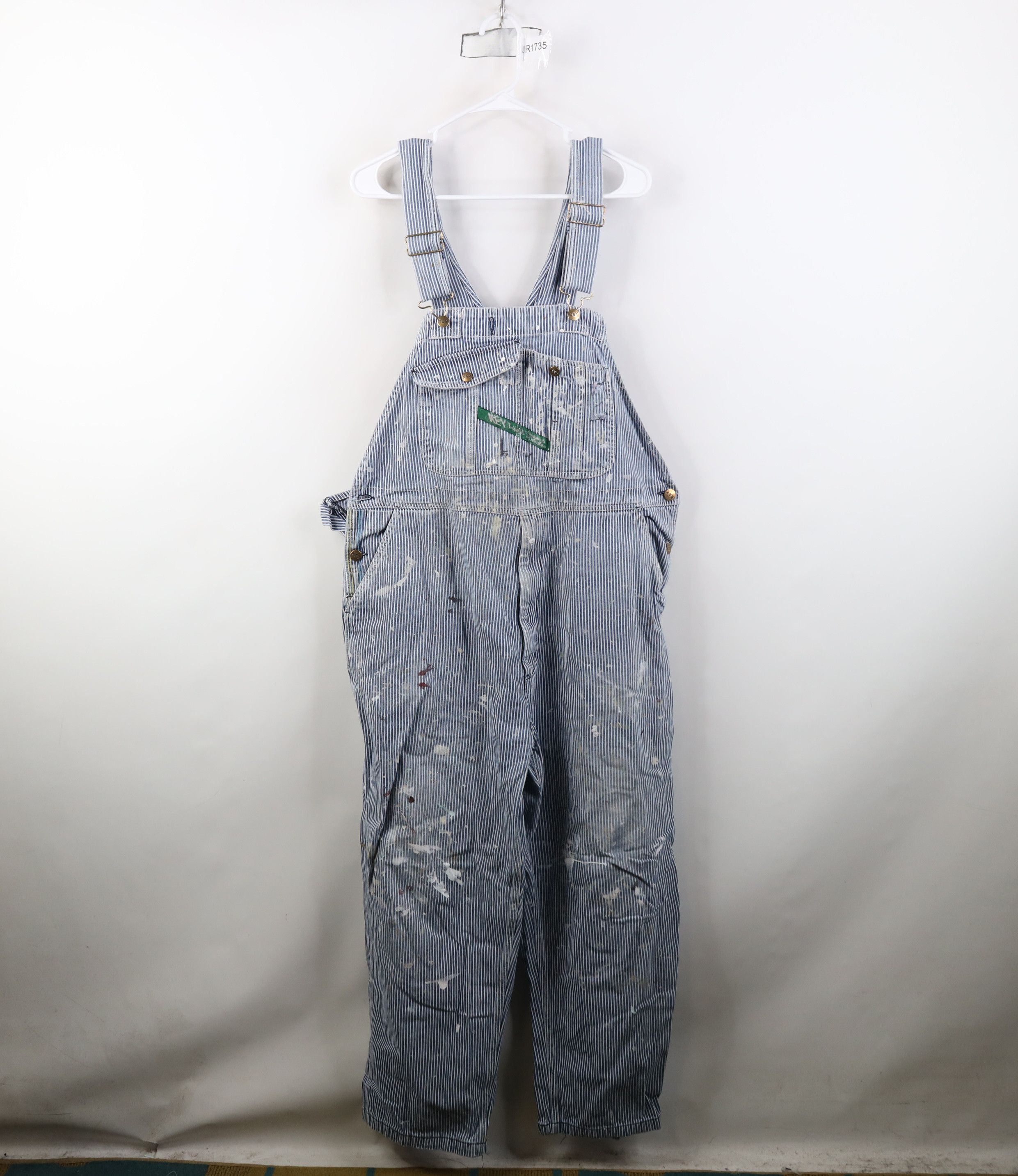 Vintage Vintage 90s Streetwear Thrashed Hickory Striped Overalls Size US 42 / EU 58 - 1 Thumbnail