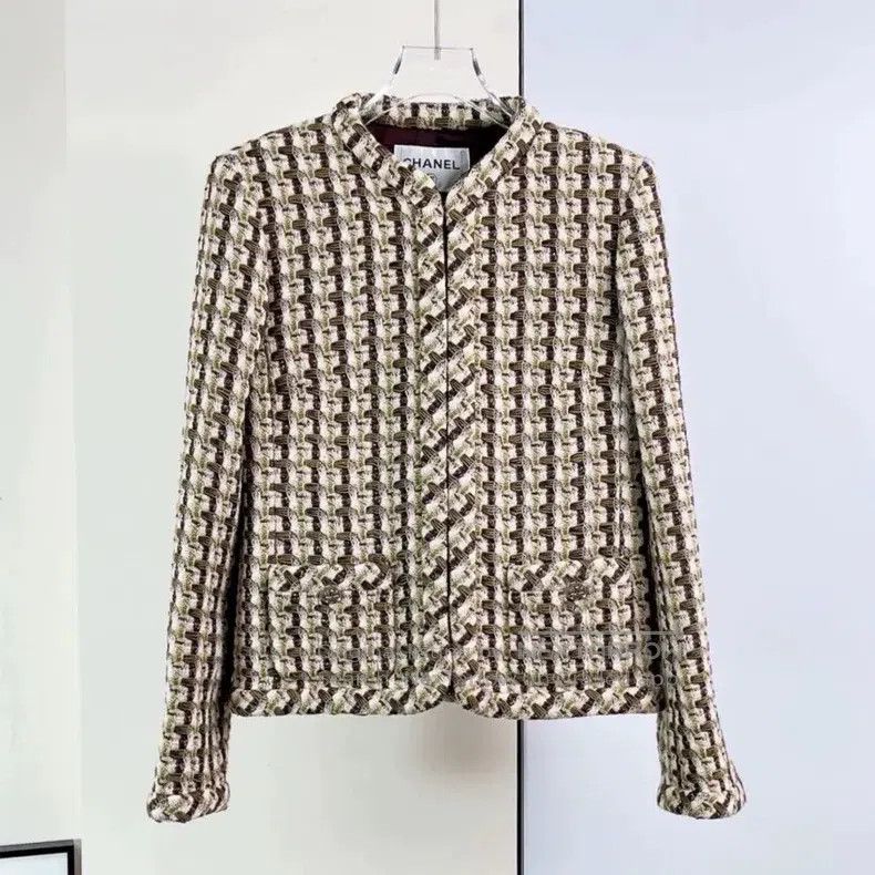 Chanel Chanel 23A Green Coffee Woollen Woven Coat Size XXS / US 00 / IT 34 - 2 Thumbnail