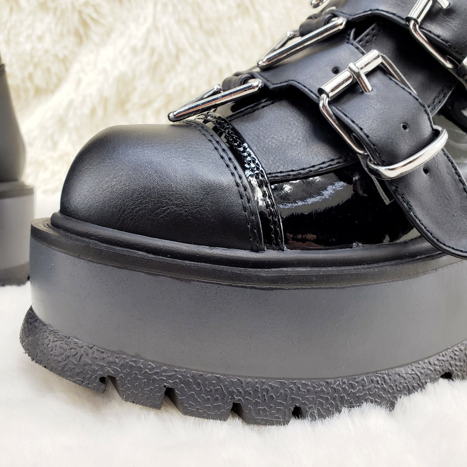 Other DEMONIA Slacker 160 Multi Strap Goth Punk Platform Calf Boot Size US 8 / IT 38 - 9 Thumbnail