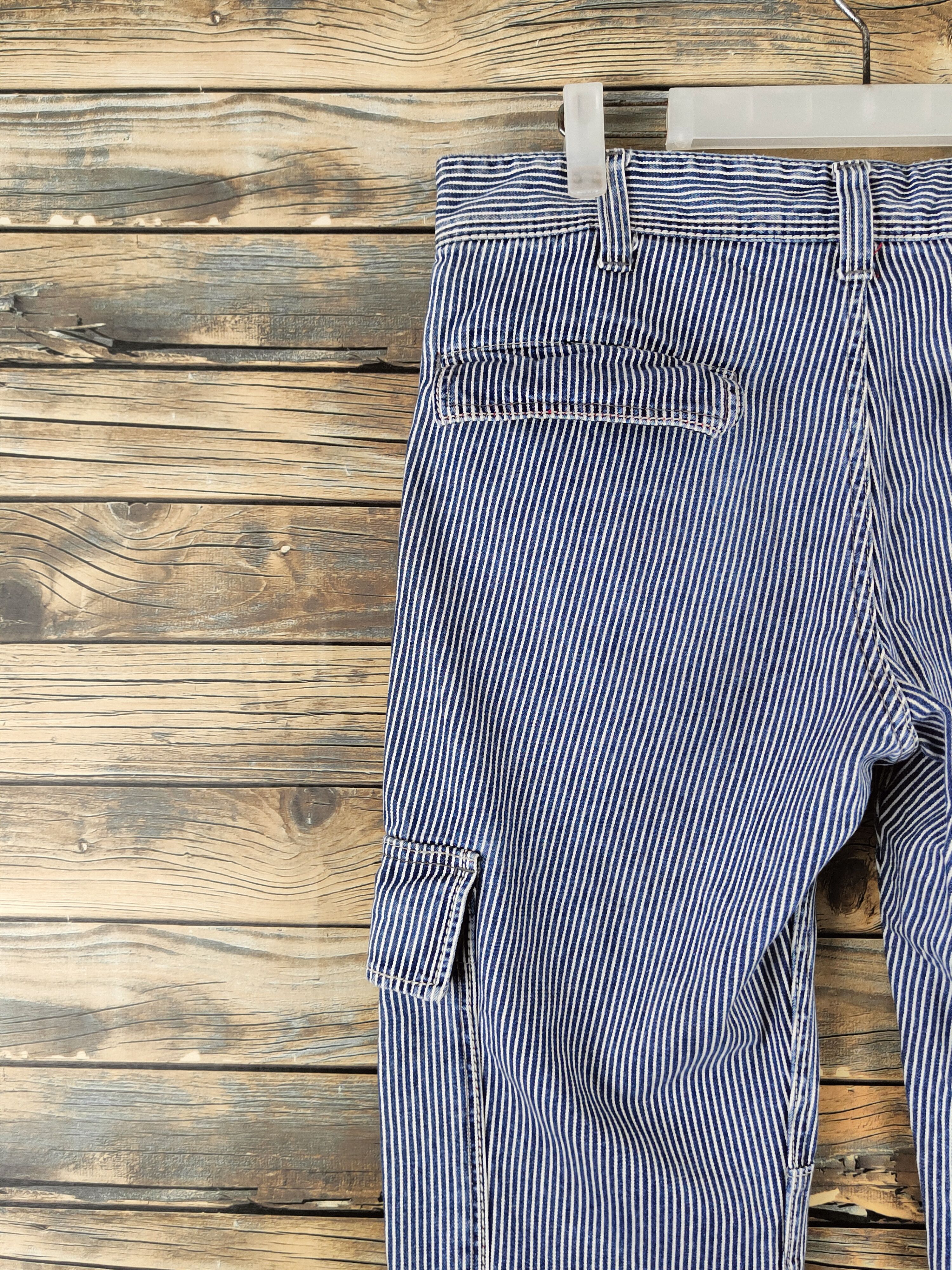 Japanese Brand DL Varosh Blue White Multipocket Cargo Pants #S2904 Size US 33 - 8 Thumbnail