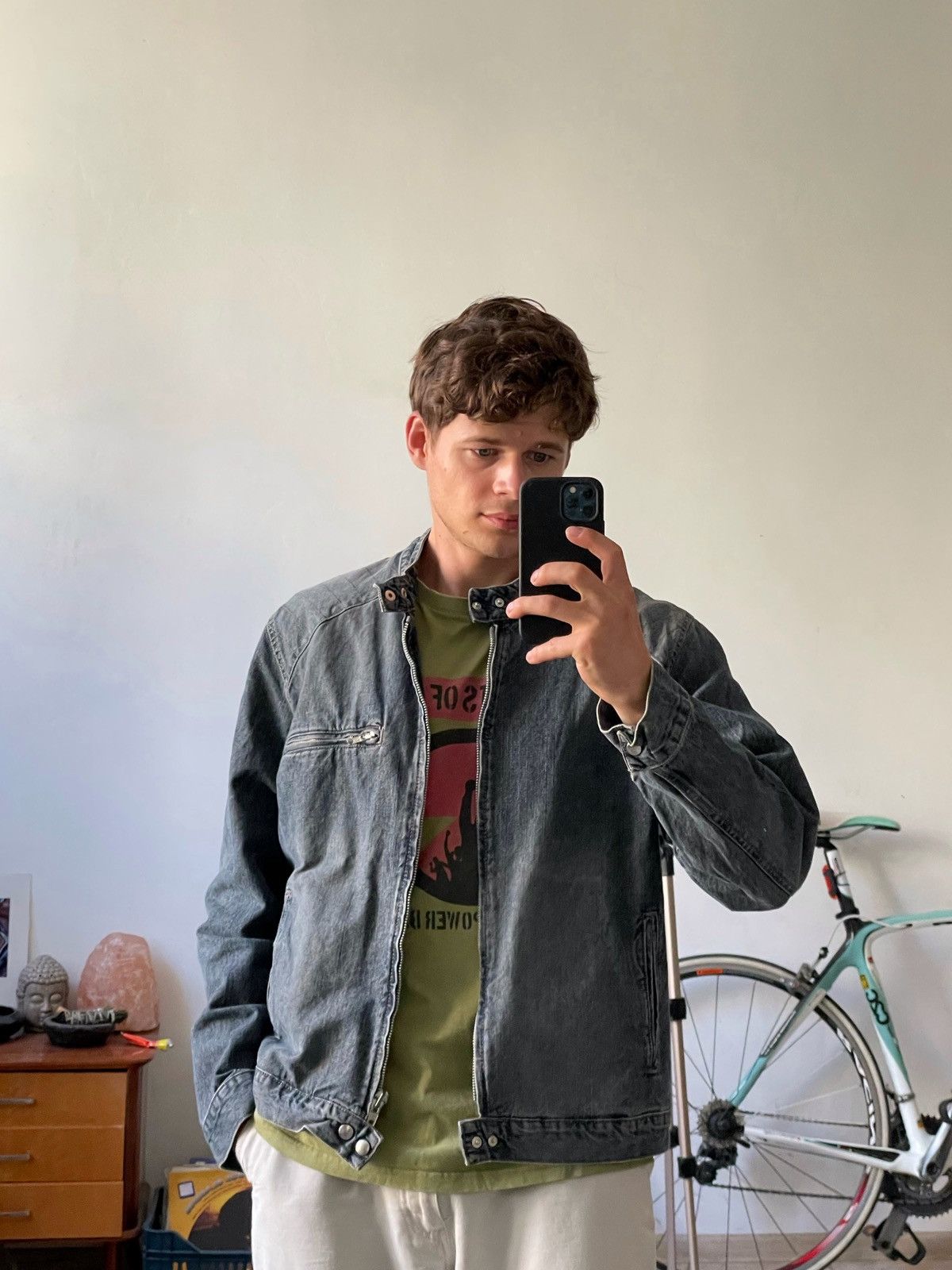 Vintage Vintage 90s zip denim jacket Size US L / EU 52-54 / 3 - 2 Thumbnail