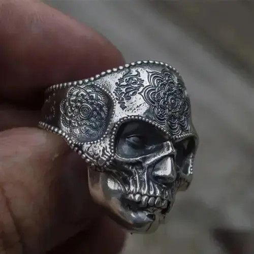 Other Heavy Sugar Skull Ring Size ONE SIZE - 2 Thumbnail