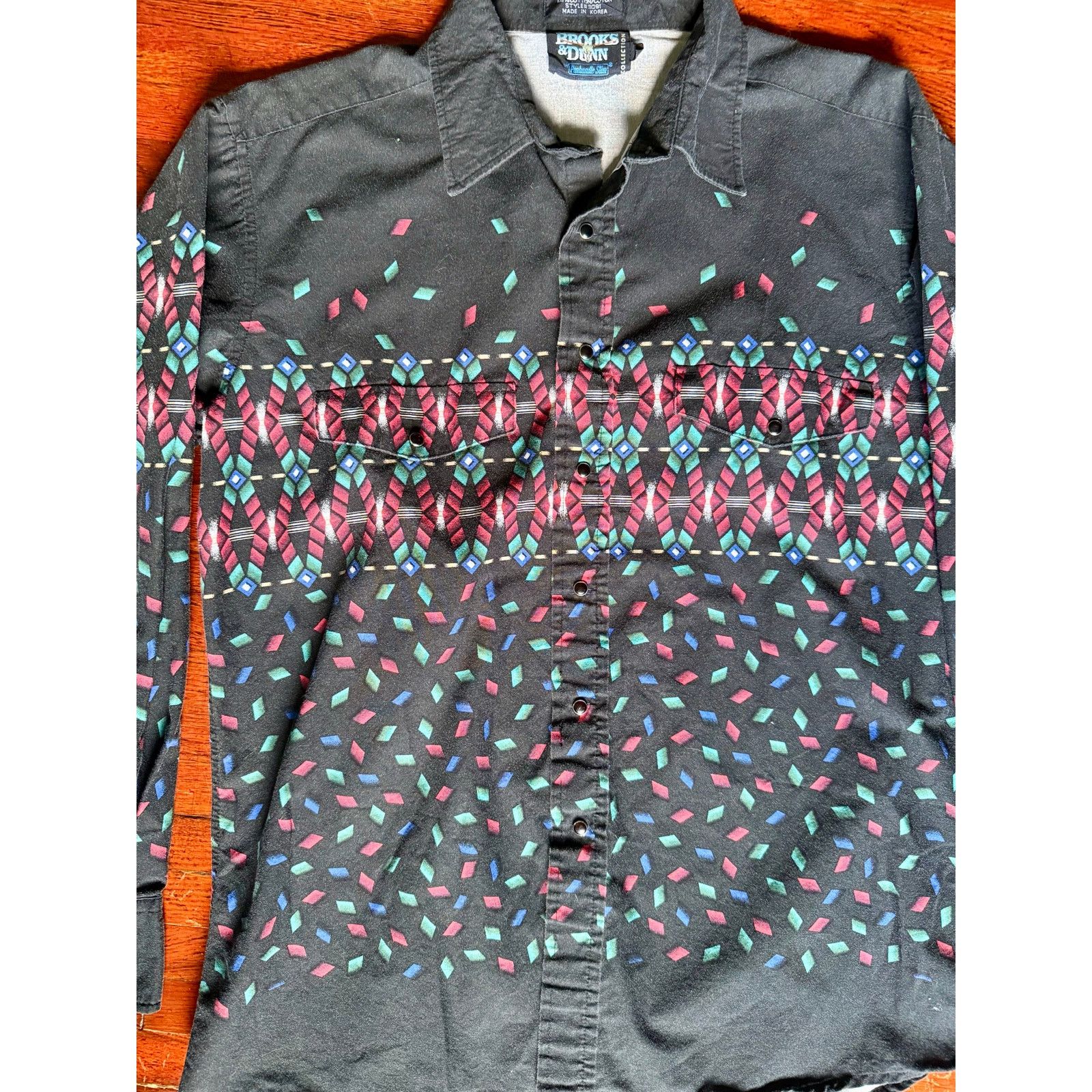 Vintage Vintage Men’s Brooks & Dunn Black Red Cowboy Shirt Large Size US L / EU 52-54 / 3 - 3 Thumbnail