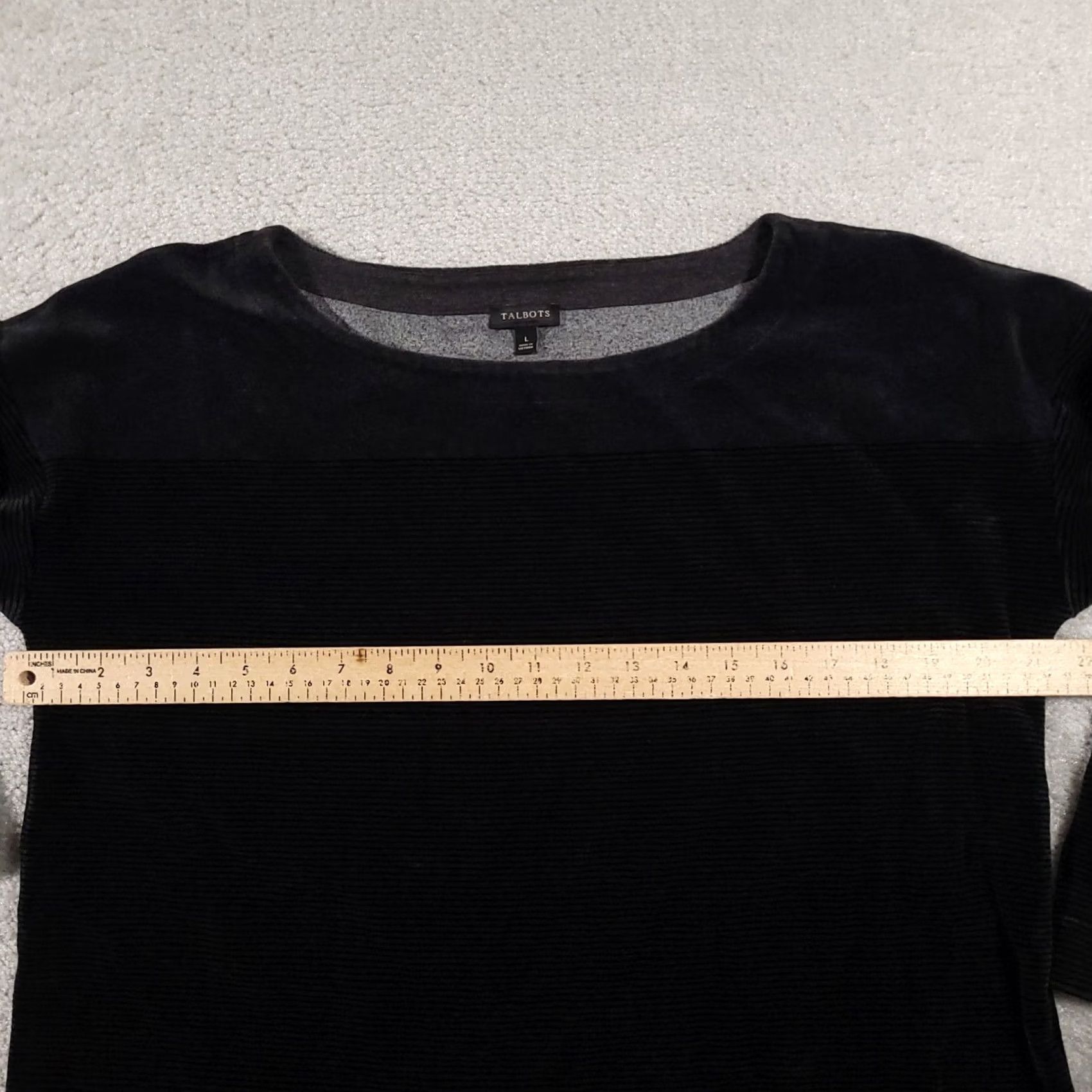 Talbots Talbots Shirt Women's Large Black Boat Neck Striped Velour 3/4 Sleeve Casual Size L / US 10 / IT 46 - 7 Thumbnail