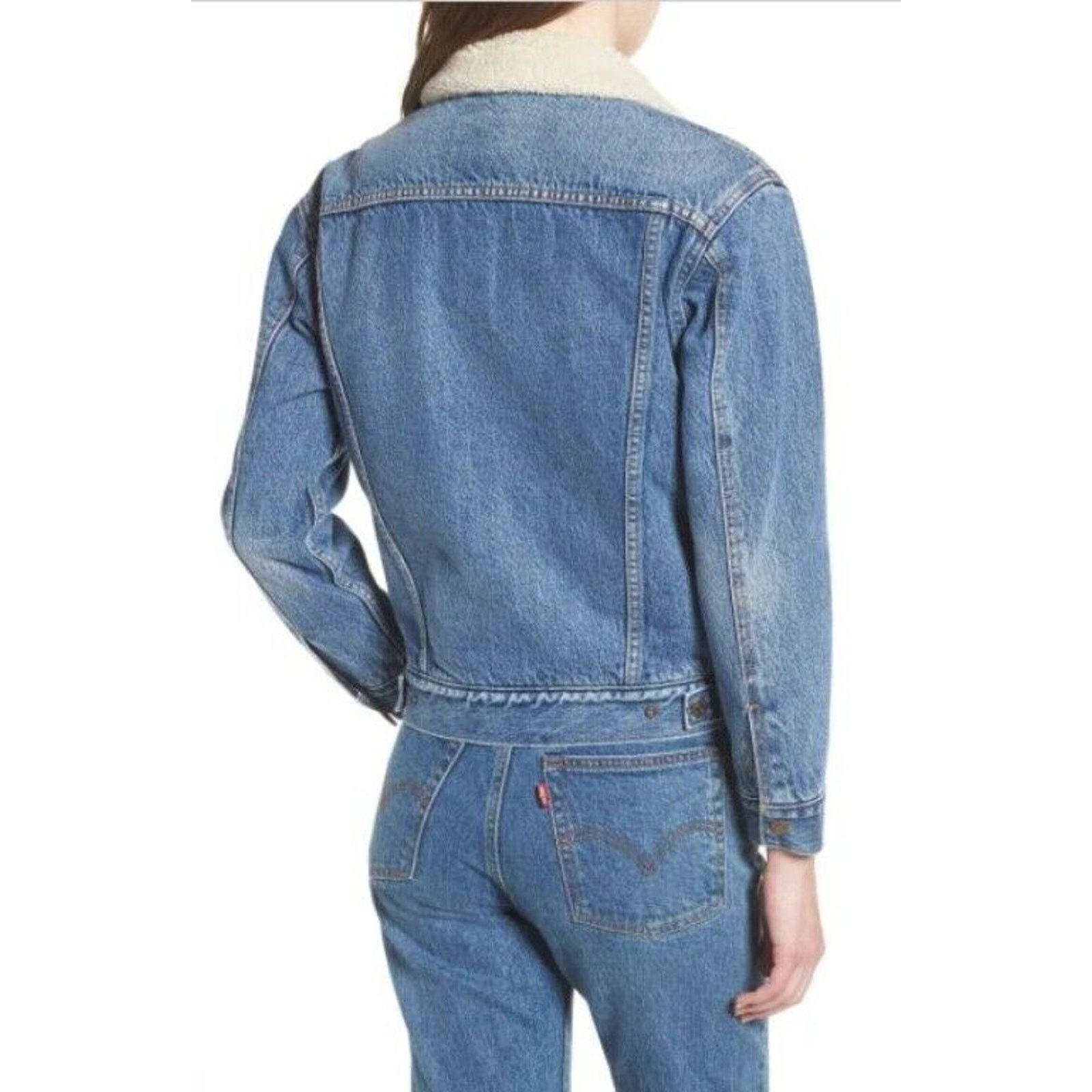 Levi's Levis Womens Denim Jacket Ex-Boyfriend Faux Sherpa Lined Size L / US 10 / IT 46 - 11 Thumbnail