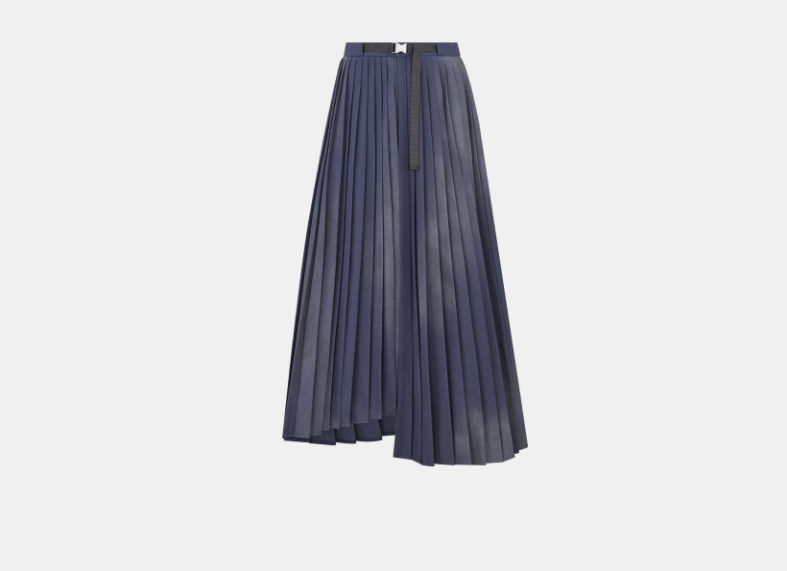 Dior o1w1db11225 427J63 Asymmetric Pleated Skirt in Blue Size 27" / US 4 / IT 40 - 1 Thumbnail