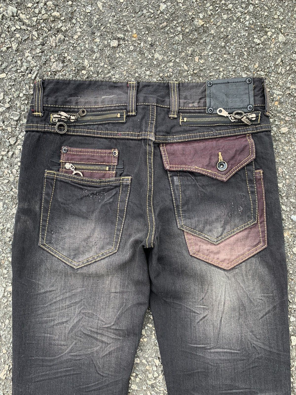 If Six Was Nine FLARE💥 SEMANTIC DESIGN PUNK STYLE MUDMAX DISTRESSED DENIM🎌☠️ Size US 31 - 6 Thumbnail