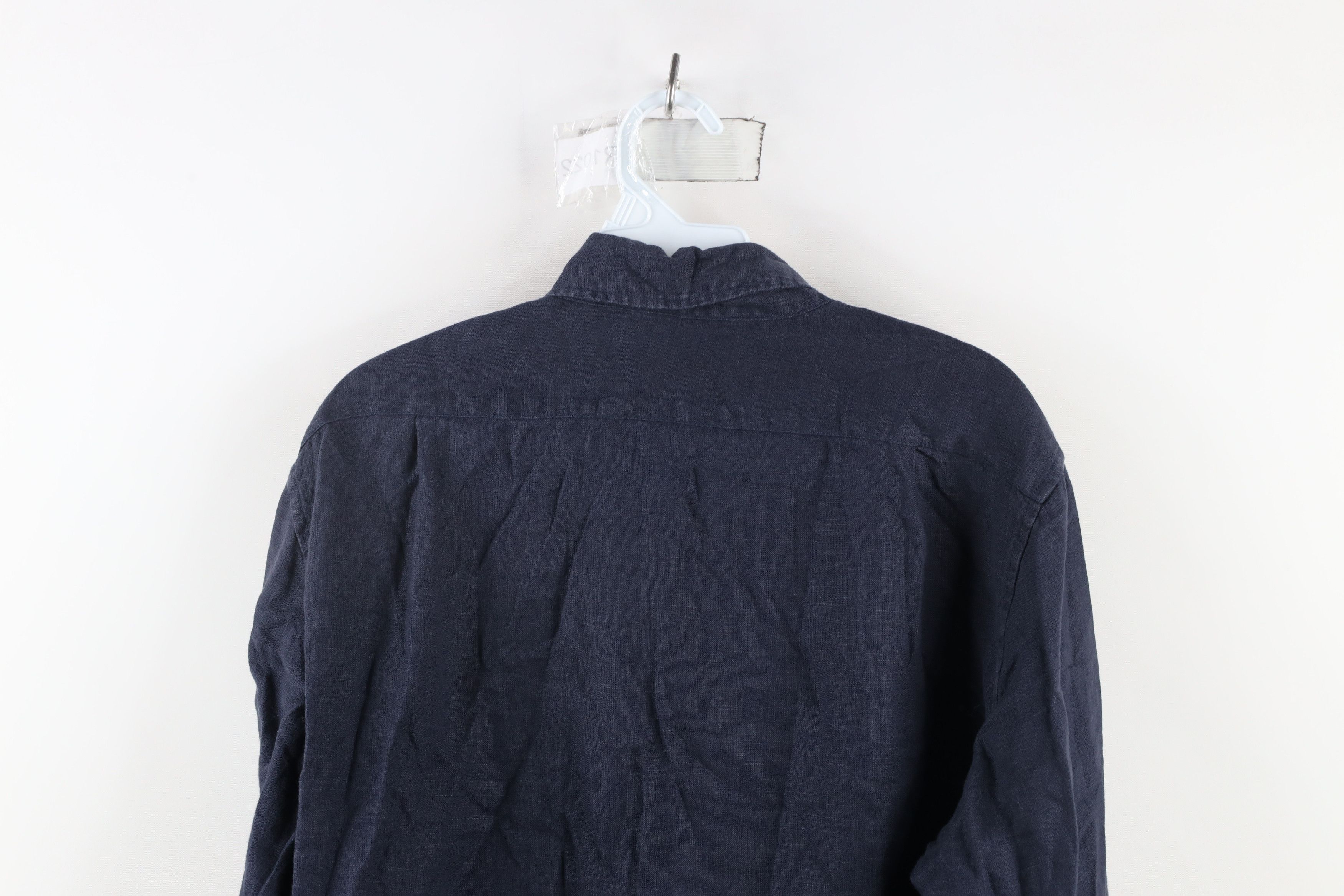 J.Crew × Vintage J Crew Linen Weave Collared Button Down Shirt Dark Blue Size ONE SIZE - 8 Thumbnail