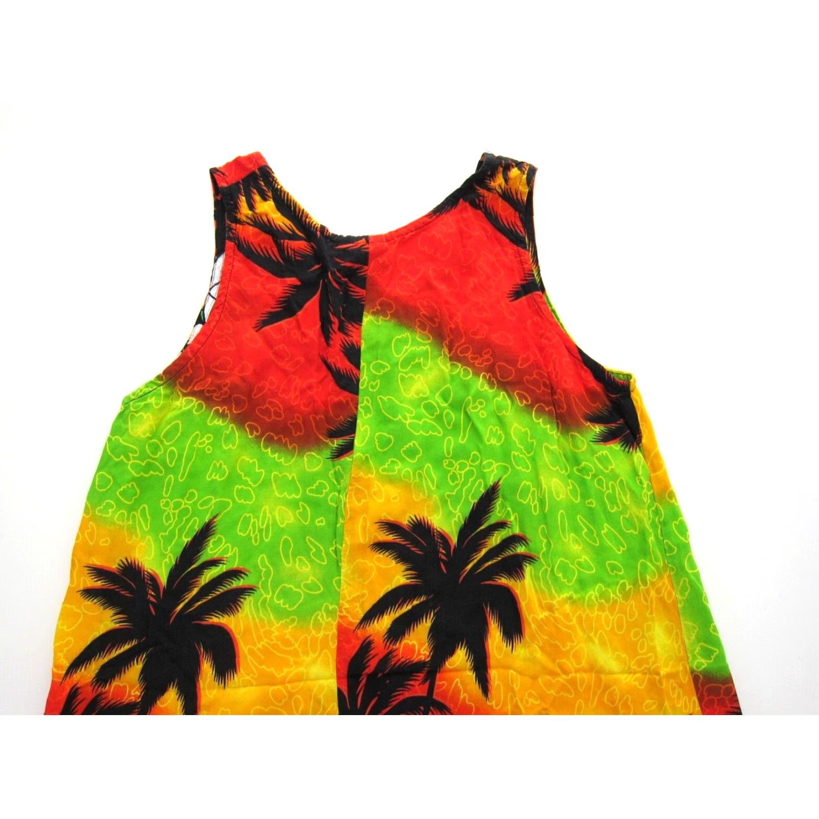 ALOHAS VTG Aloha Fashion Hawaiian Yellow Red Green Floral Sleeveless Tank Dress Large Size L / US 10 / IT 46 - 5 Thumbnail