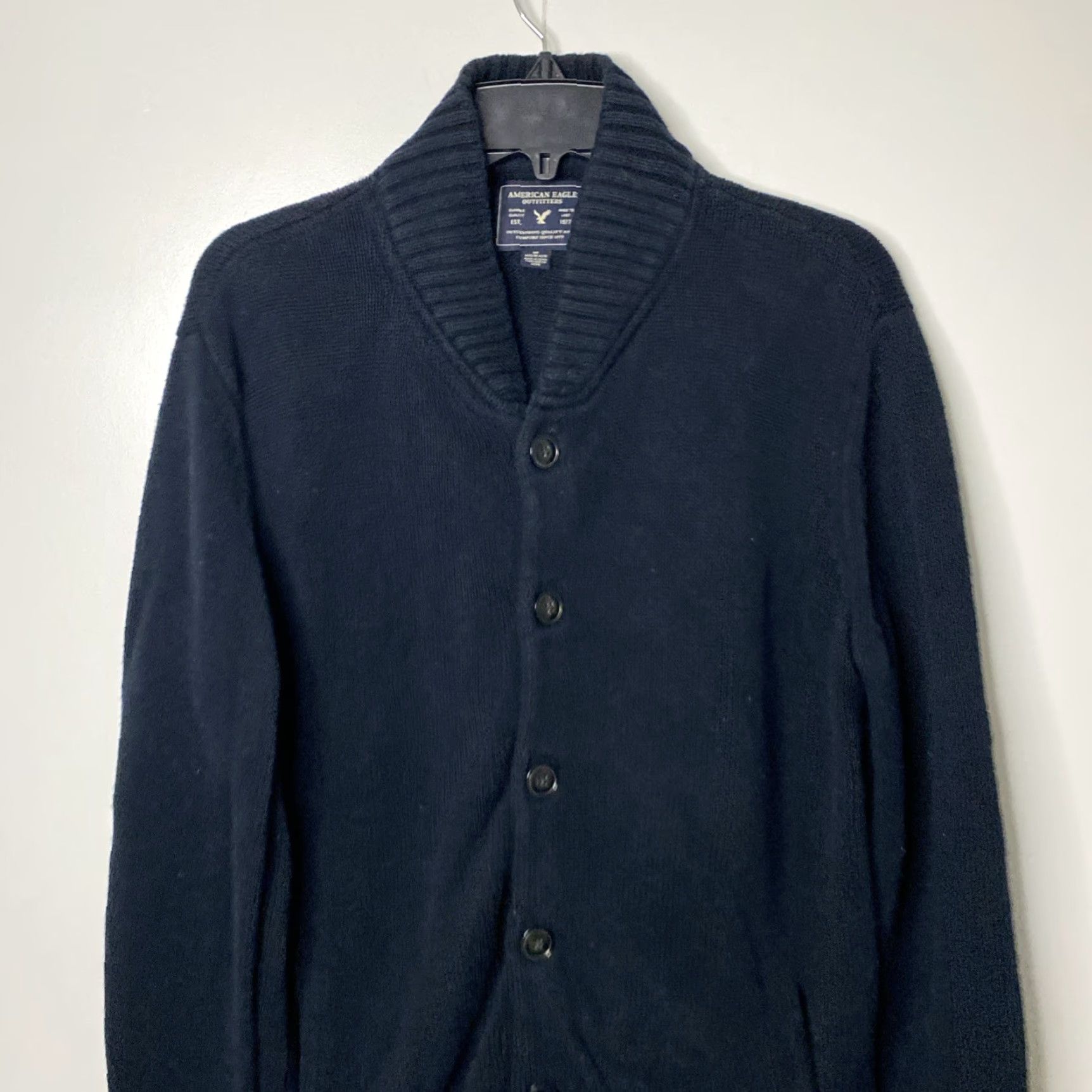 American Eagle Outfitters VINTAGE American Eagle Mens Cardigan Big & Tall MT Navy Grey Y2K Sweater Size US M / EU 48-50 / 2 - 6 Thumbnail