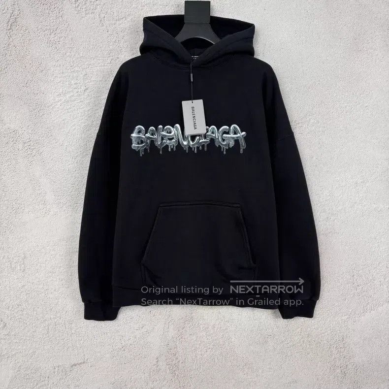 Balenciaga Balenciaga Jelly print logo hooded sweatshirt black Size US M / EU 48-50 / 2 - 1 Thumbnail
