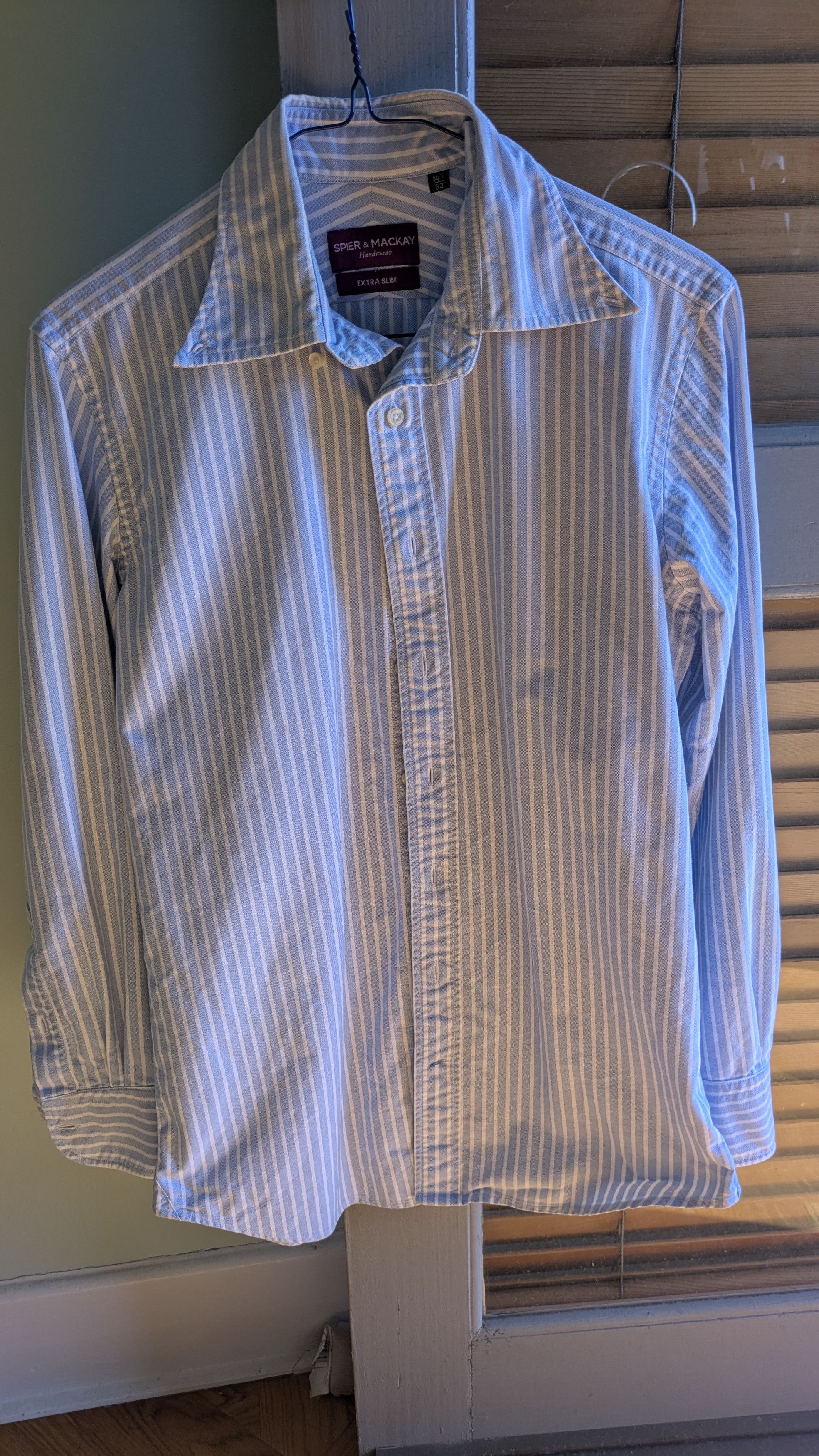 Spier & Mackay Premium Blue Reverse Stripe Oxford | Grailed