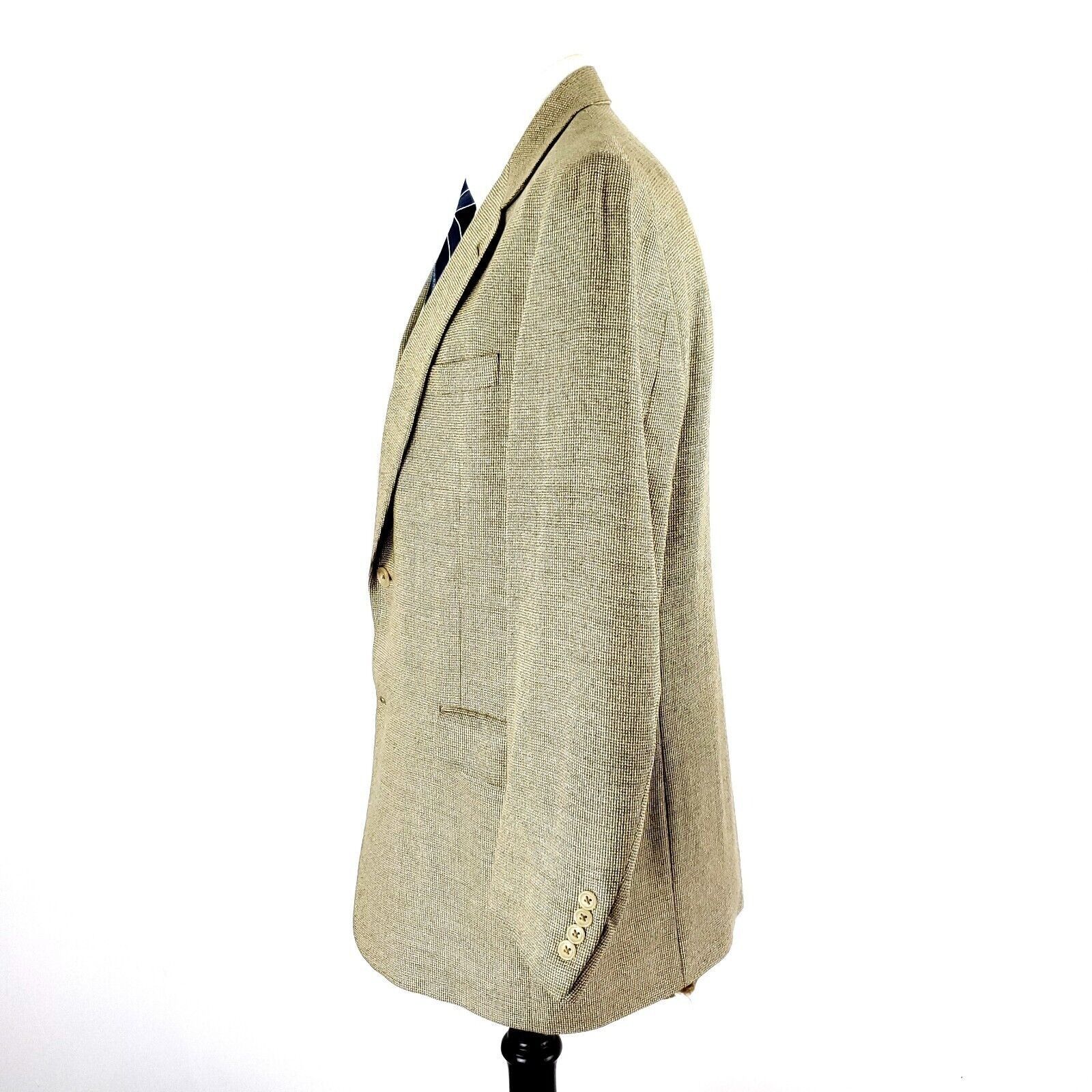 Hart Schaffner Marx Hart Schaffner Marx Wool 2 Button Sport Coat 42R Tan Check B Size 42R - 4 Thumbnail