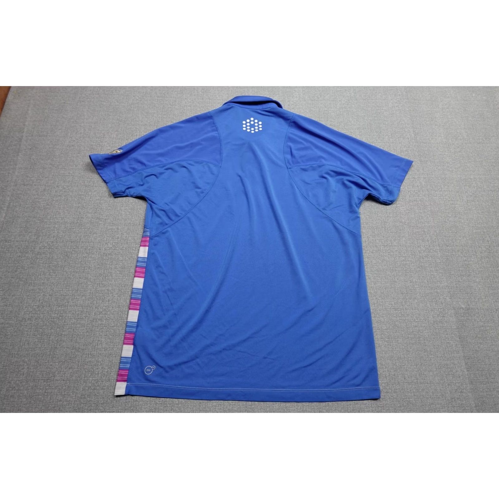 Puma Puma Polo Mens XL Blue Pink Stripe PGA Golf Performance Lightweight Soft Stretch Shirt Size US XL / EU 56 / 4 - 5 Thumbnail