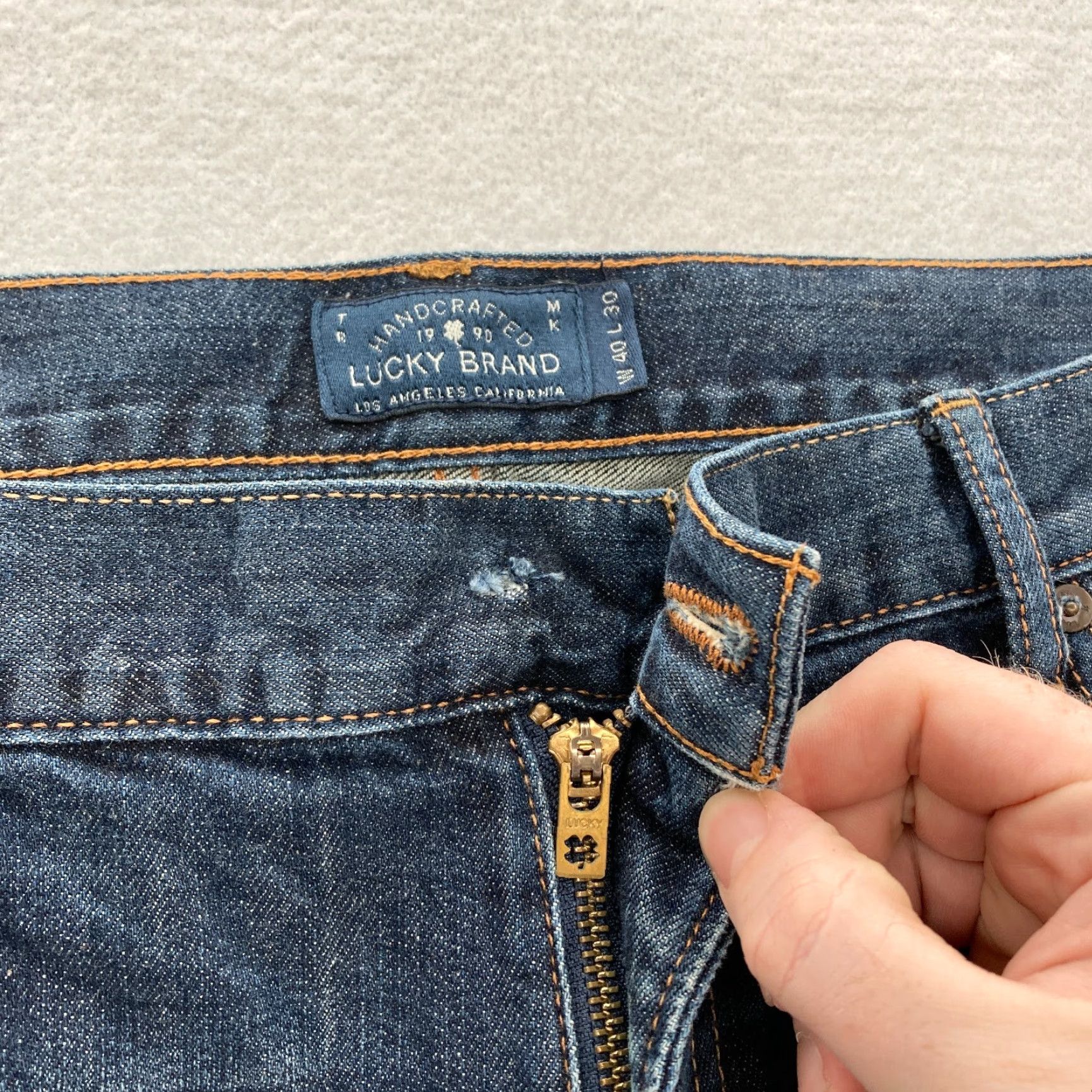 Lucky Brand Lucky Brand 221 Original Straight Mens 40x30 Dark Wash Blue Denim Jeans Mid Rise Jeans Size US 40 / EU 56 - 4 Thumbnail