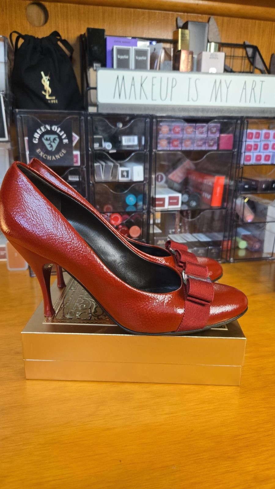Salvatore Ferragamo 🔥 Salvatore Ferragamo Red Vara Bow High Heels 🔥 Size US 7 / IT 37 - 2 Thumbnail