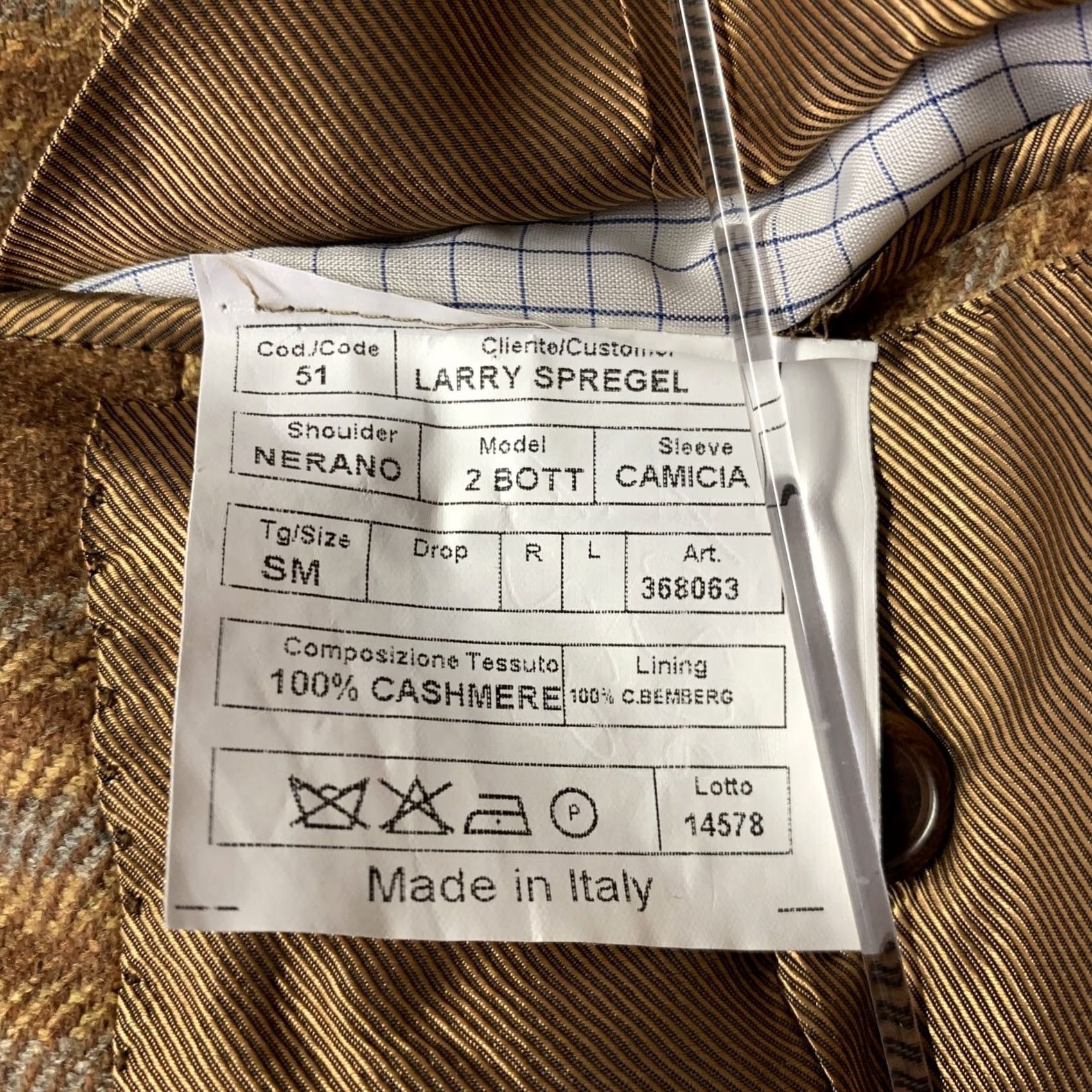 Camel BORRELLI Brown Camel Plaid Cashmere Sport Coat 44 Mens Size US S / EU 44-46 / 1 - 8 Thumbnail