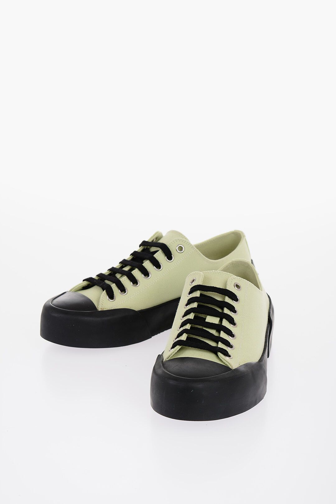 Jil Sander og1mm0625 Canvas Lace-up Sneakers in Light Green/Black Size US 6 / EU 39 - 2 Thumbnail