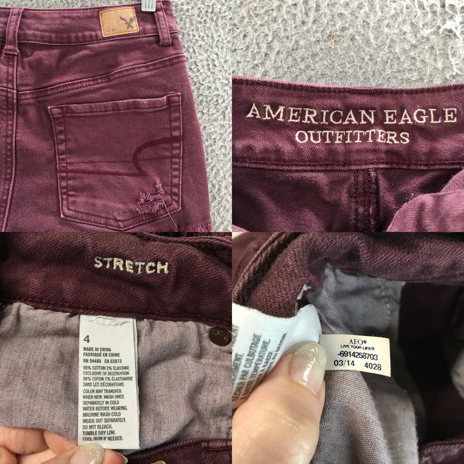 American Eagle Outfitters American Eagle Outfitters Cut-off Shorts Womens 4 Purple Zip Fly Denim 28 Inseam 2.5 in Distressed 5-Pocket Regular Rise Mid Vintage: No Size 27" / US 4 / IT 40 - 9 Thumbnail