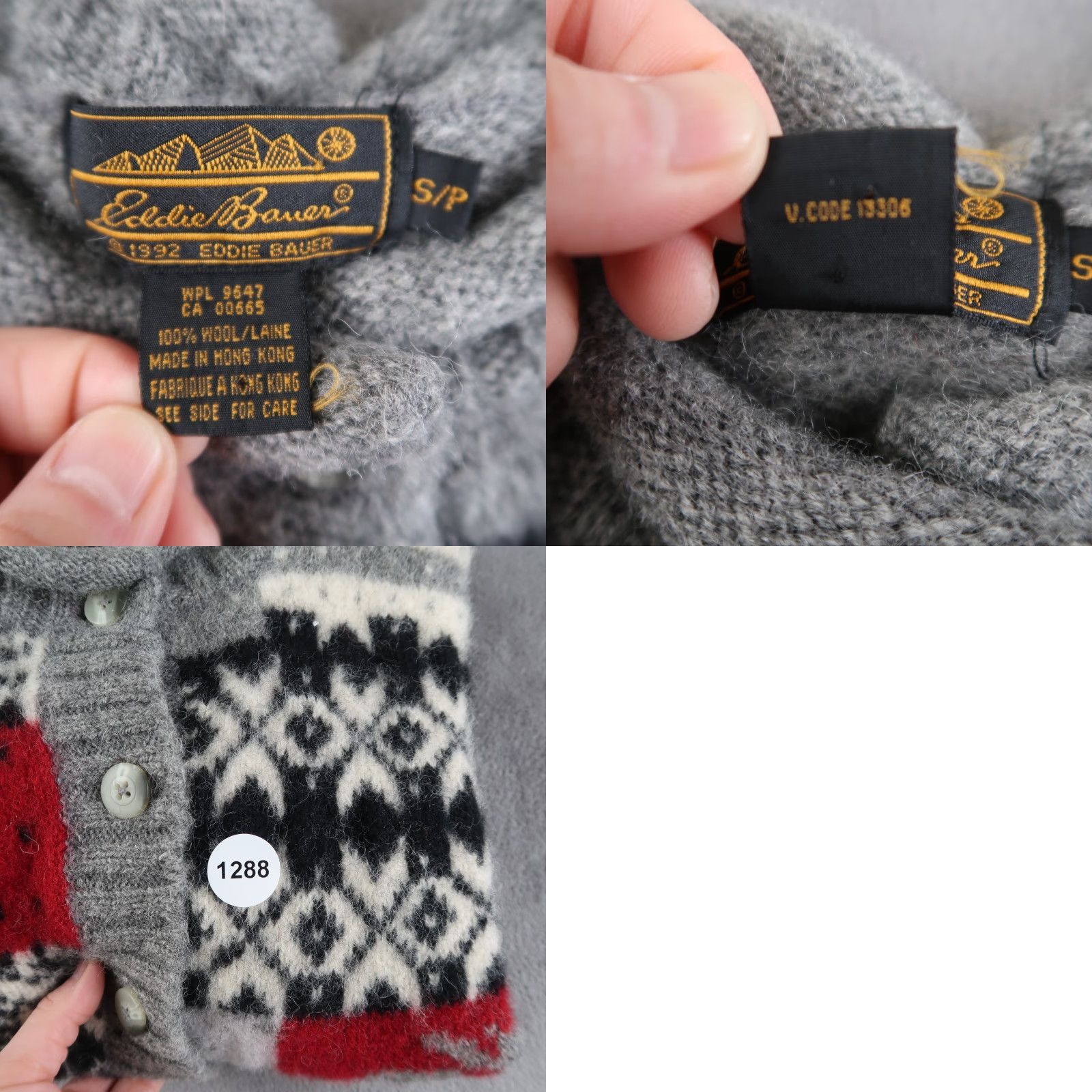 Eddie Bauer VINTAGE Eddie Bauer Sweater Womens S Gray Wool Cardigan Fair Isle Rabbit 90s Size S / US 4 / IT 40 - 8 Thumbnail