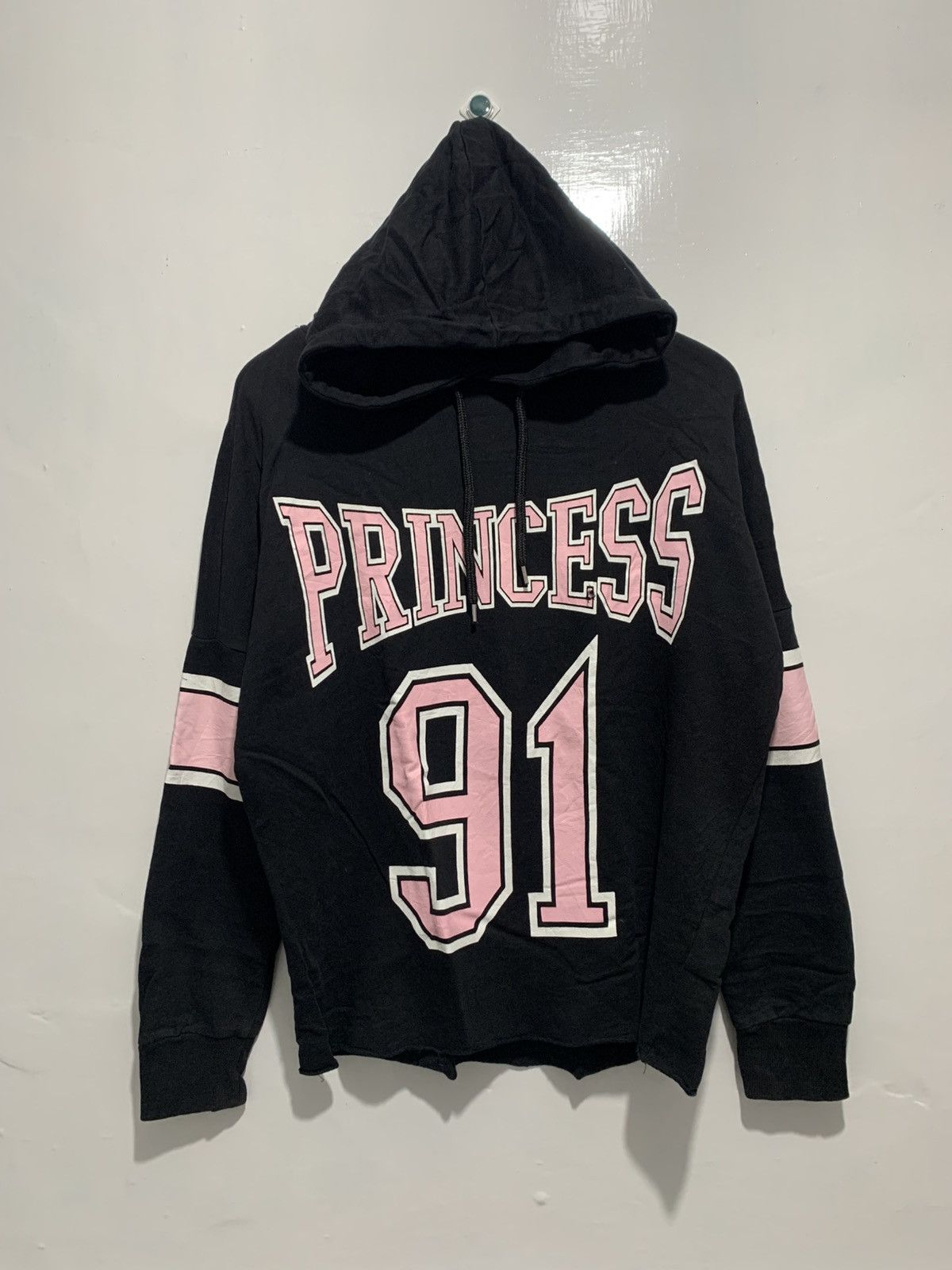 Japanese Brand Cropped Princess 91 Boxy Black Pink Jacket with Hoodie Size L / US 10 / IT 46 - 4 Thumbnail