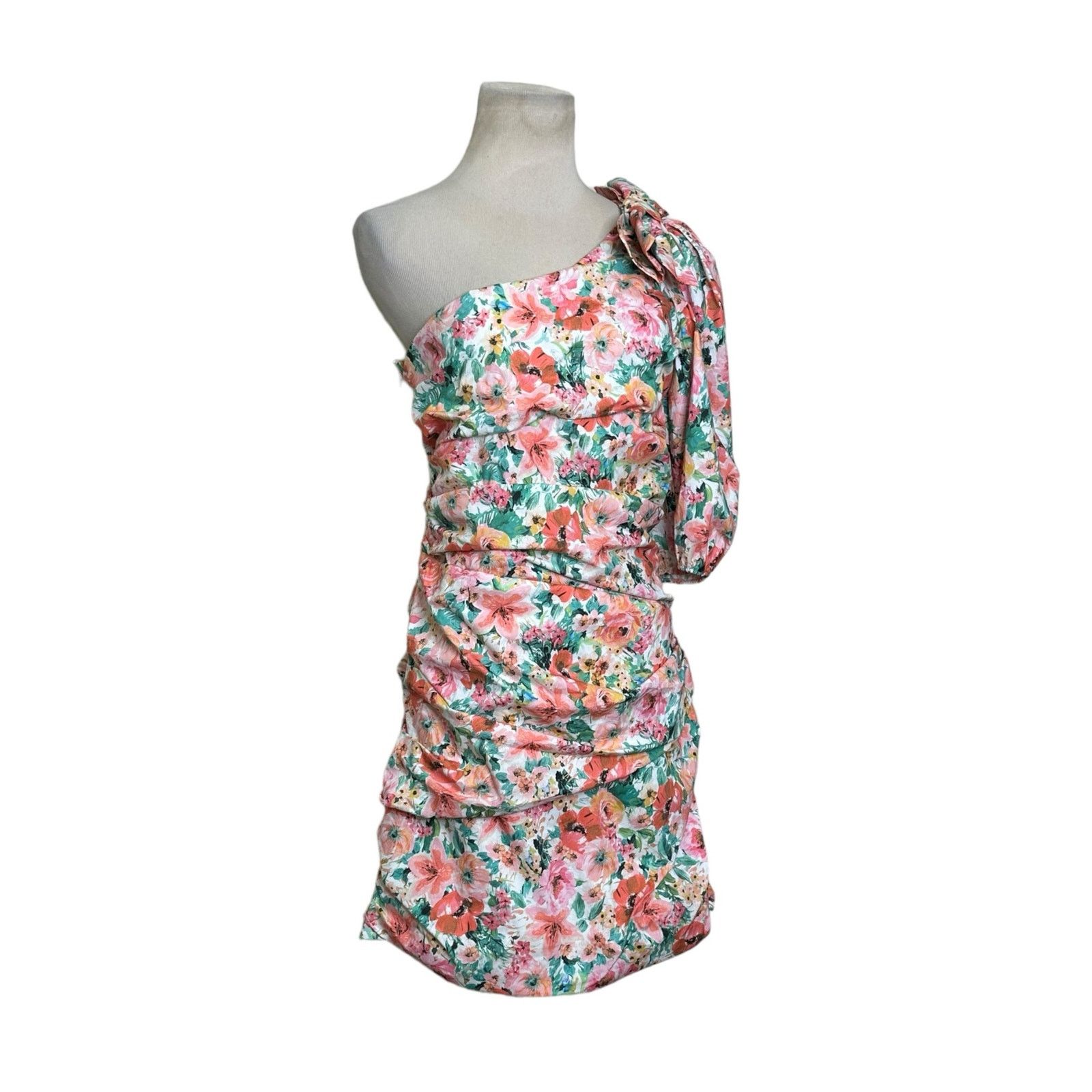 Zara Zara floral one shoulder ruched mini dress size Large Size L / US 10 / IT 46 - 9 Thumbnail