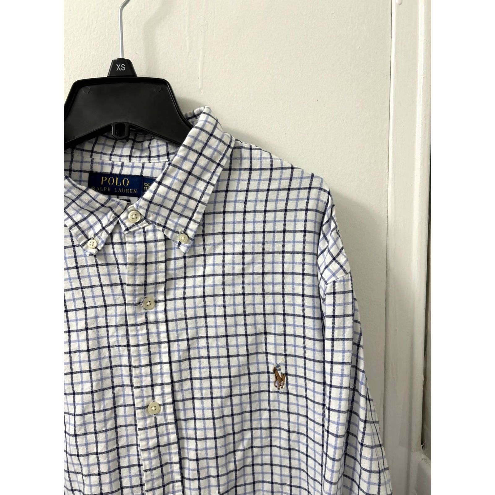 Ralph Lauren VINTAGE Polo Ralph Lauren Shirt Mens 2XL White Blue Plaid Button-Down L/S Classic Fit Size US XXL / EU 58 / 5 - 4 Thumbnail