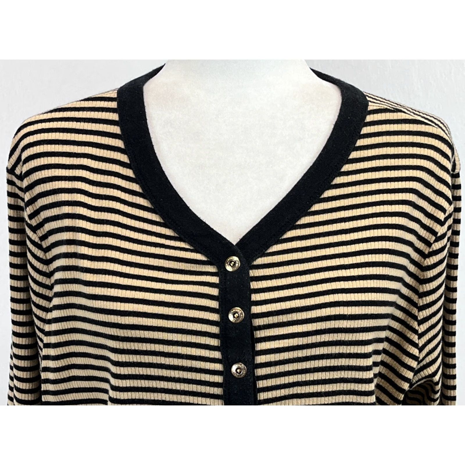 Ralph Lauren VINTAGE Ralph Lauren LRL Black Label Henley Shirt Plus Size 2X Black & Tan Ribbed Womens Size XXL / US 16-18 / IT 52-54 - 5 Thumbnail