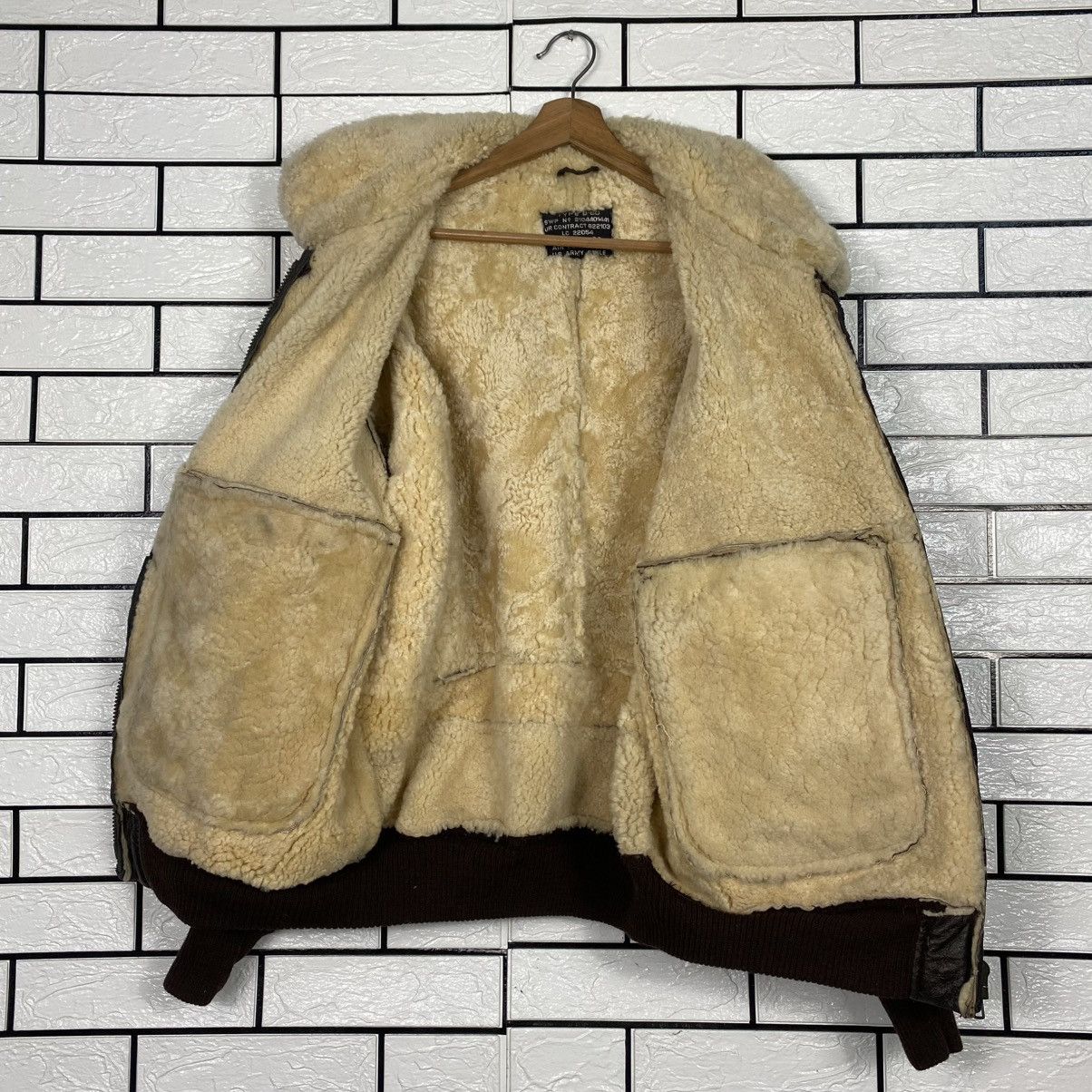 Vintage 🔥VINTAGE SHEARLING GENUINE LEATHER JACKET AVIATION USA Size US XL / EU 56 / 4 - 14 Thumbnail