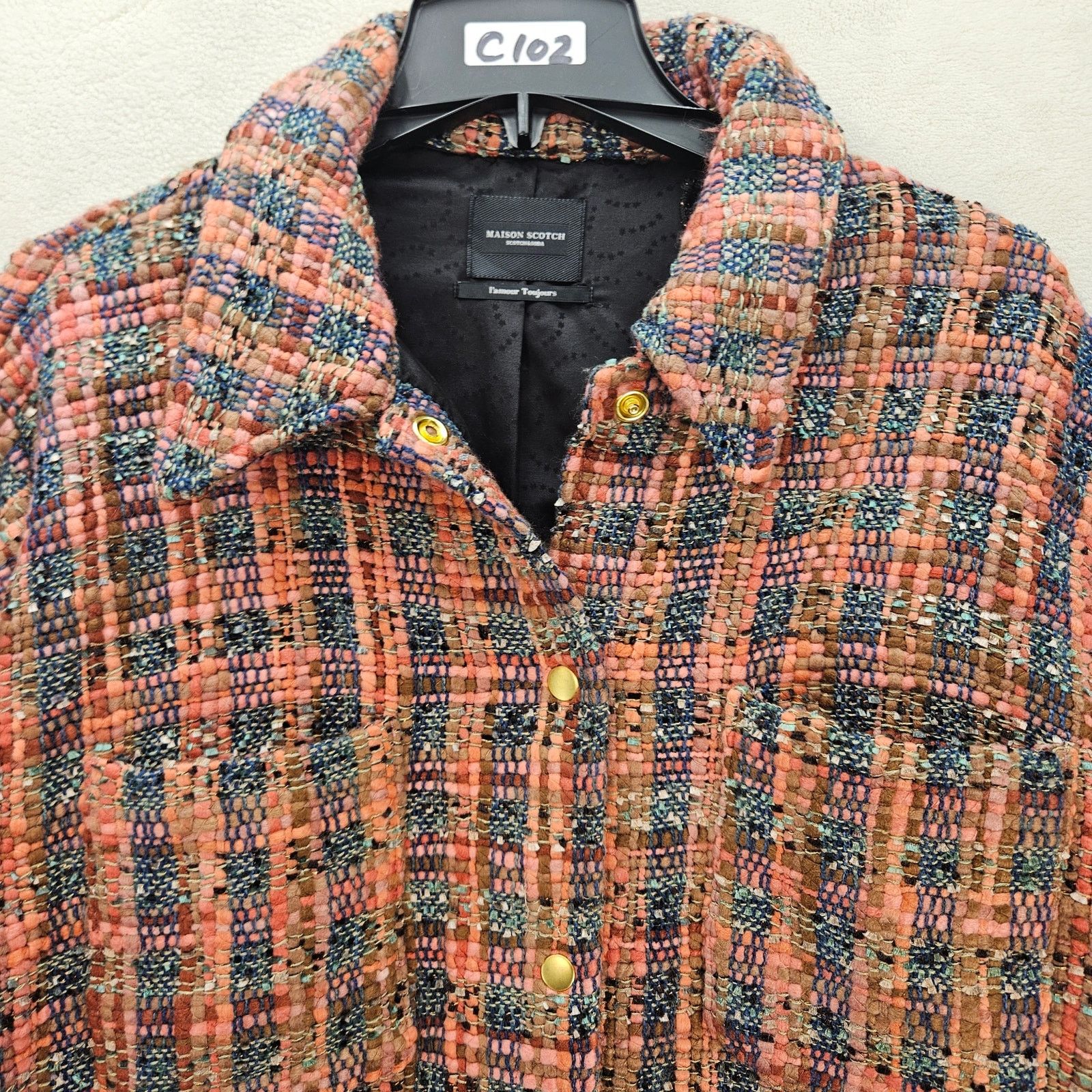 Scotch & Soda SCOTCH & SODA WOMEN'S XL WOOL-BLEND TWEED SHIRT JACKET Size XL / US 12-14 / IT 48-50 - 2 Thumbnail