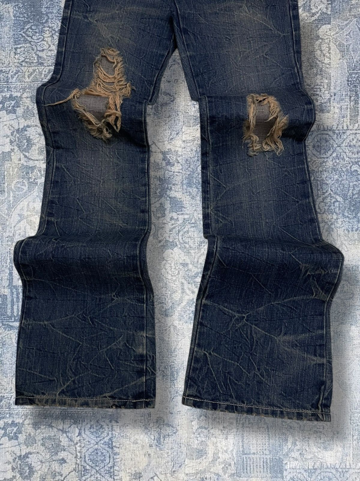 Tornado Mart Vintage 1990s Og Designer Nylaus Japan Flared Mudwash Denim Size US 26 / EU 42 - 3 Thumbnail