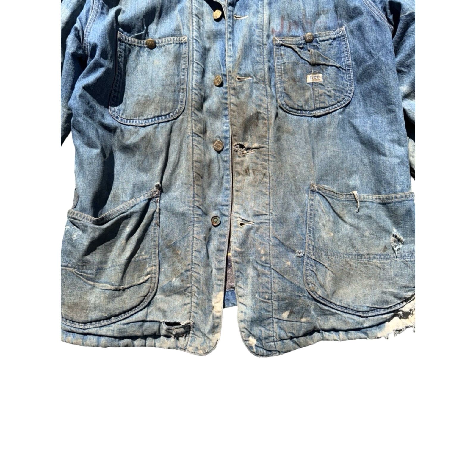 Lee VINTAGE Lee Denim Chore Jacket Sunfaded 1960s Union Made Sanforized XL Mens Size US XL / EU 56 / 4 - 4 Thumbnail