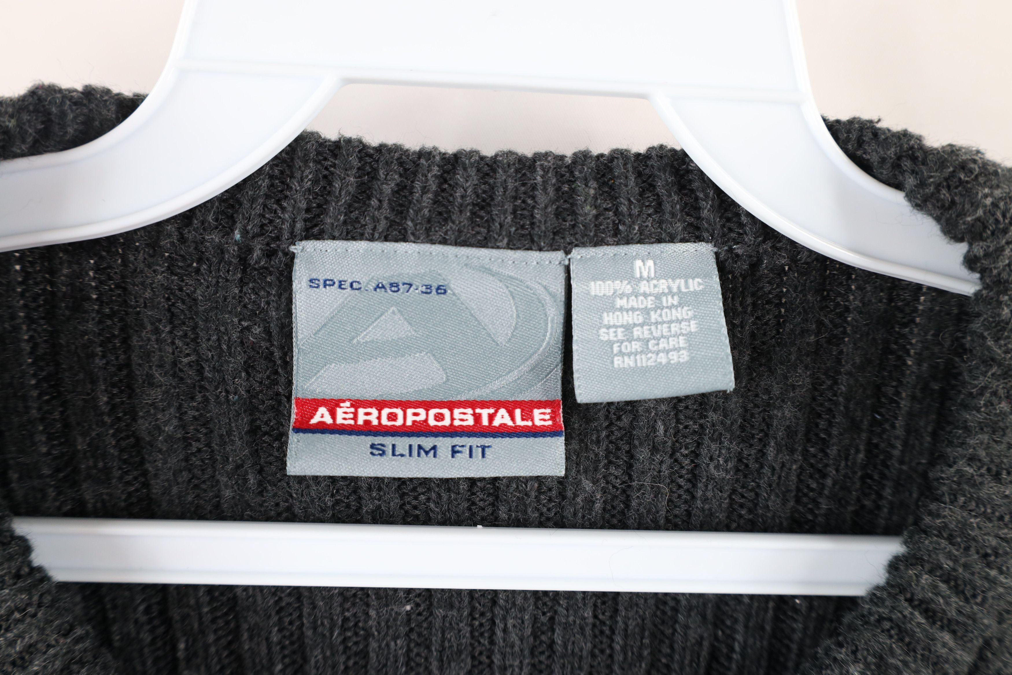 Aeropostale × Vintage Vintage Aeropostale Blank Chunky Ribbed Knit Sweater Gray Size US M / EU 48-50 / 2 - 4 Thumbnail