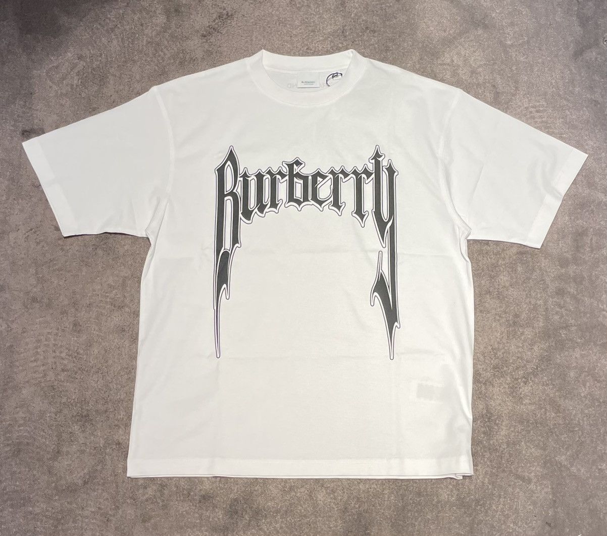 image of Burberry Sici Large Artwork Logo T-Shirt in White, Men's (Size 2XL)