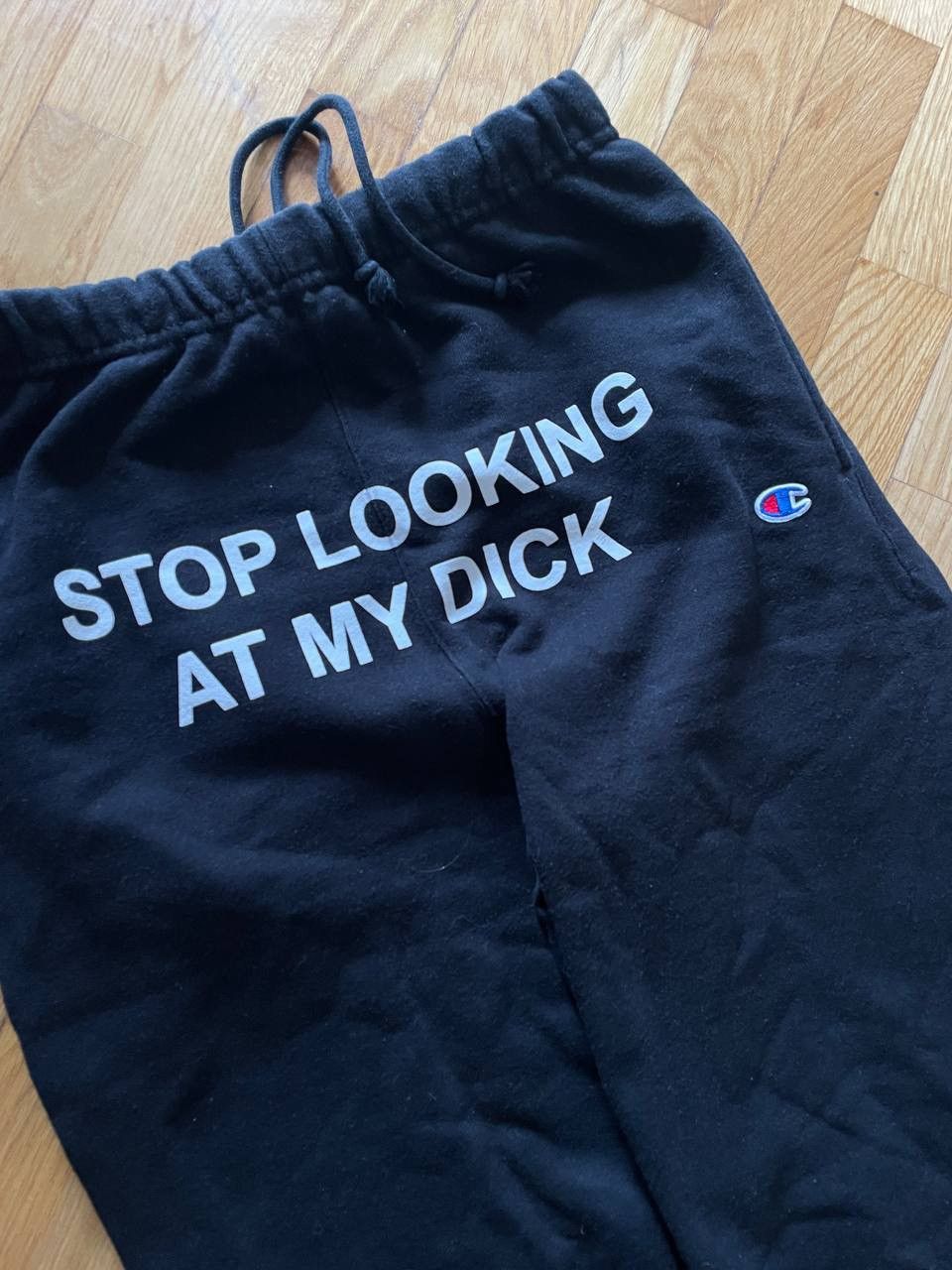 Champion 🔥VINTAGE CHAMPION “STOP LOOKING AT MY DICK PANTS”🔥 Size US 30 / EU 46 - 3 Thumbnail