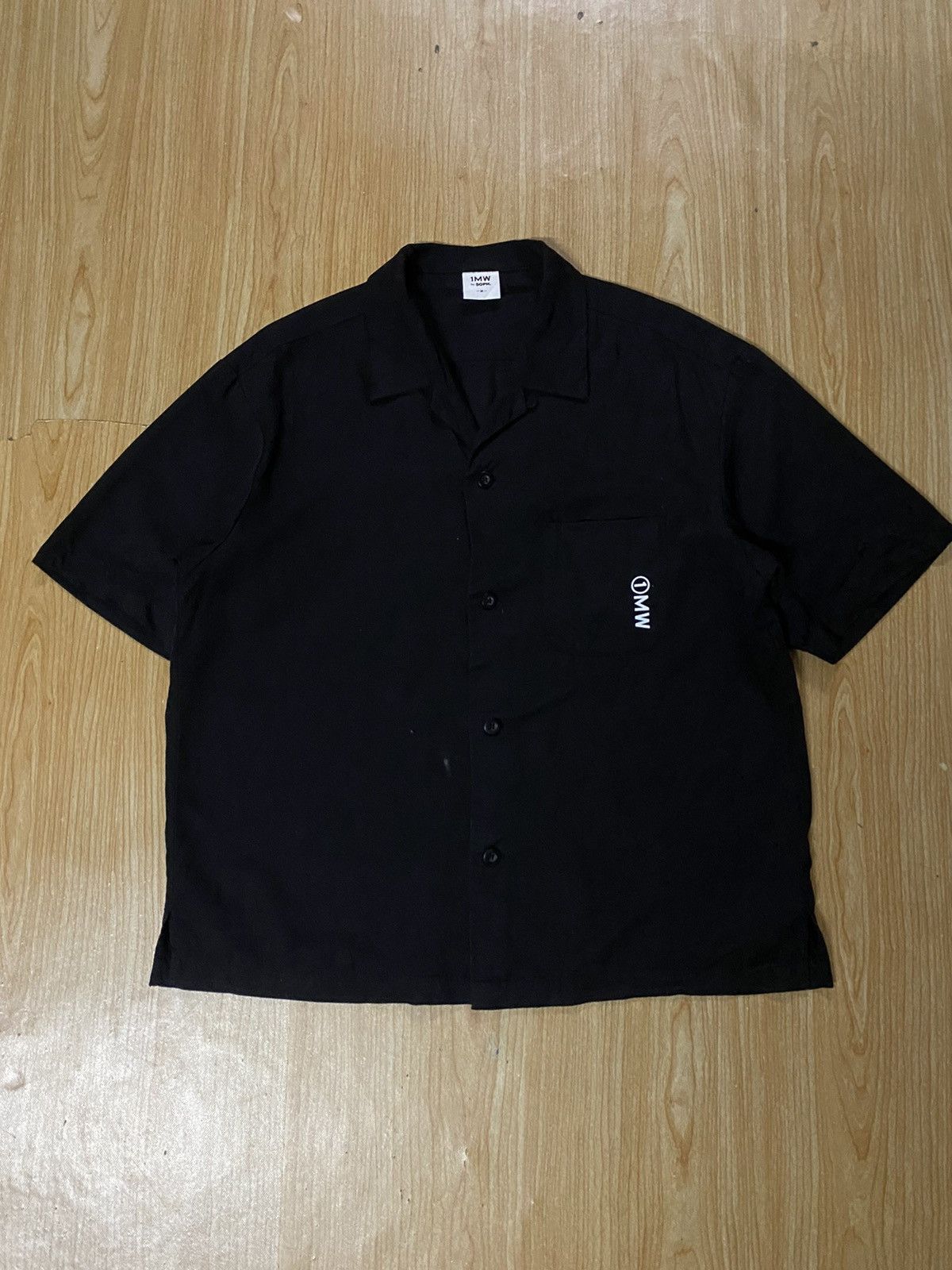 image of X Gu 1Mw Japan Open Collar Shirt in Black, Men's (Size Medium)