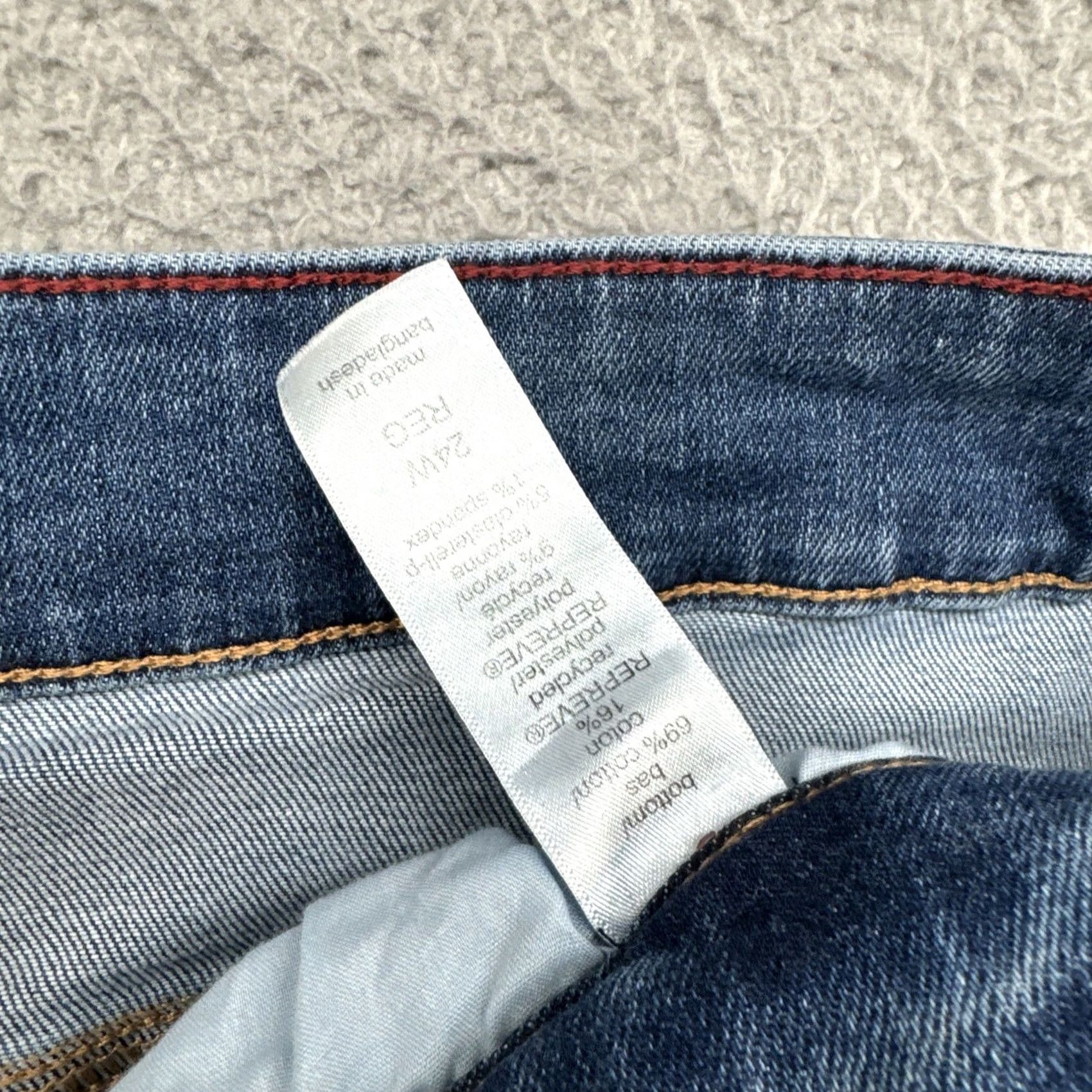 Vintage Maurices Edgely Mid Rise Slim Boot Jeans 24W Reg Blue Denim Fring e Logo 5-Pocket Stretch Vintage No Womens Jeans Size 42" / US 20 - 4 Thumbnail