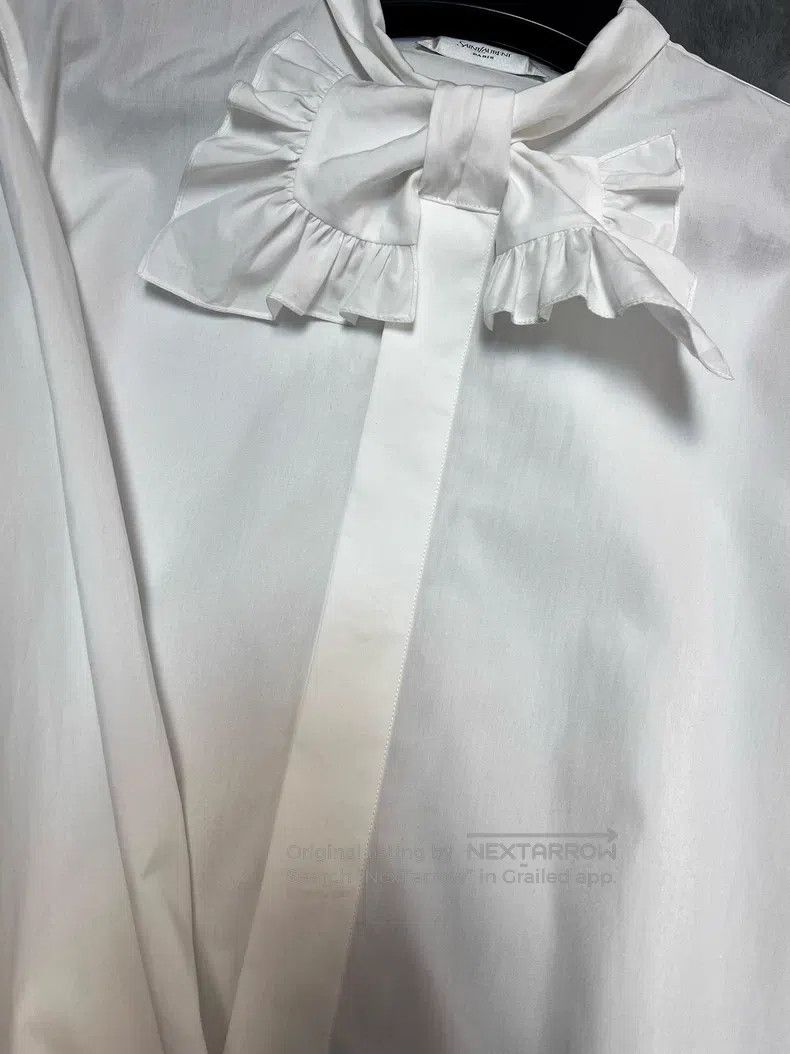 Saint Laurent Paris Saint Laurent Paris size 37 White Lotus Tie Collar Shirt Size US S / EU 44-46 / 1 - 4 Thumbnail