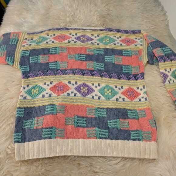 Britches × Vintage Britches Hand Knit Chunky Pastel Crewneck Sweater Size Large Size L / US 10 / IT 46 - 8 Thumbnail